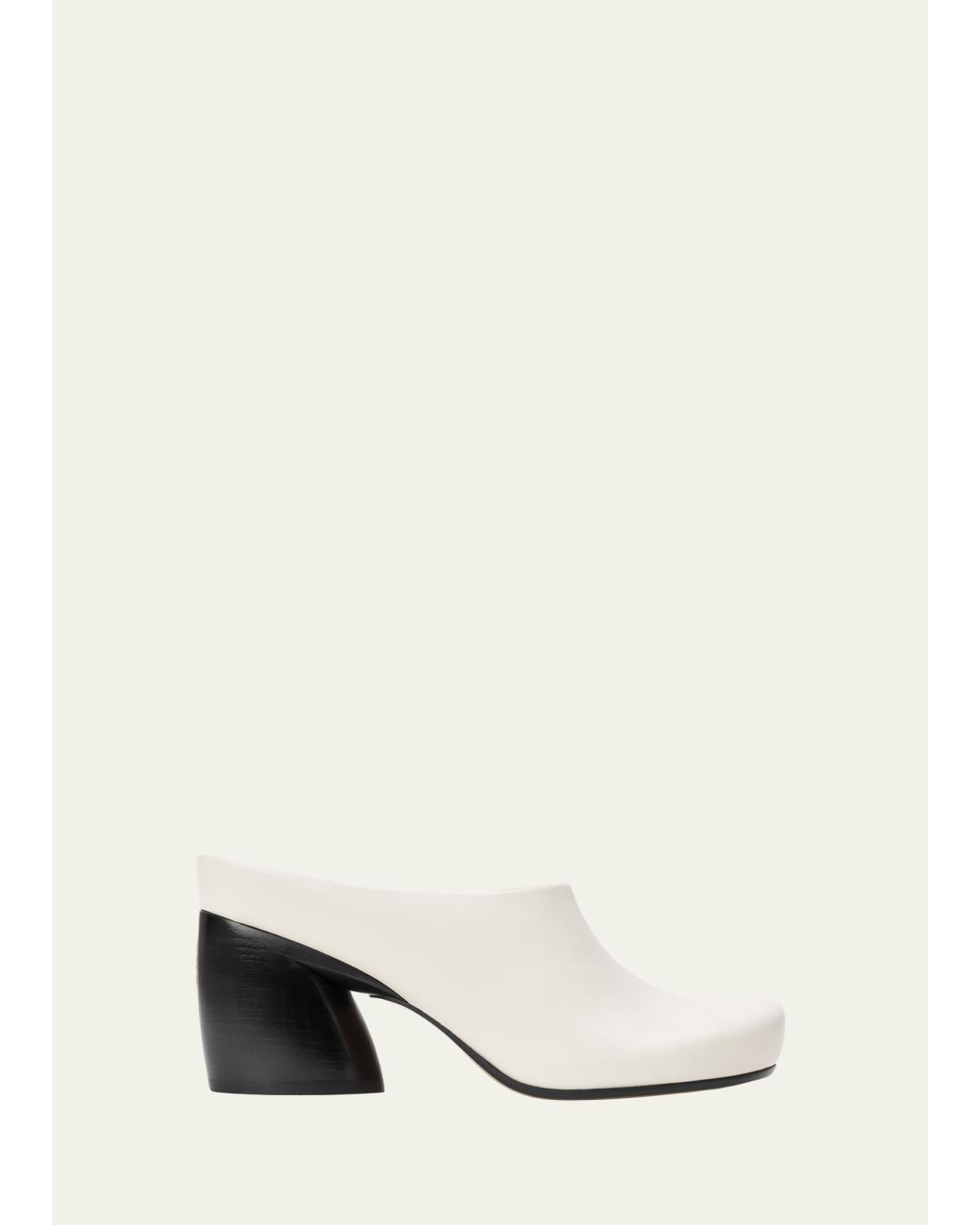 70mm Oval Leather Mules