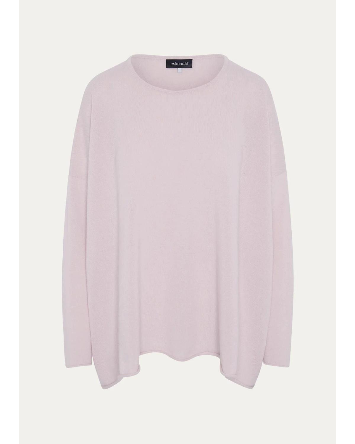 Eskandar Cashmere A-line Bateau Neck Sweater - Long In Cherry Blossom