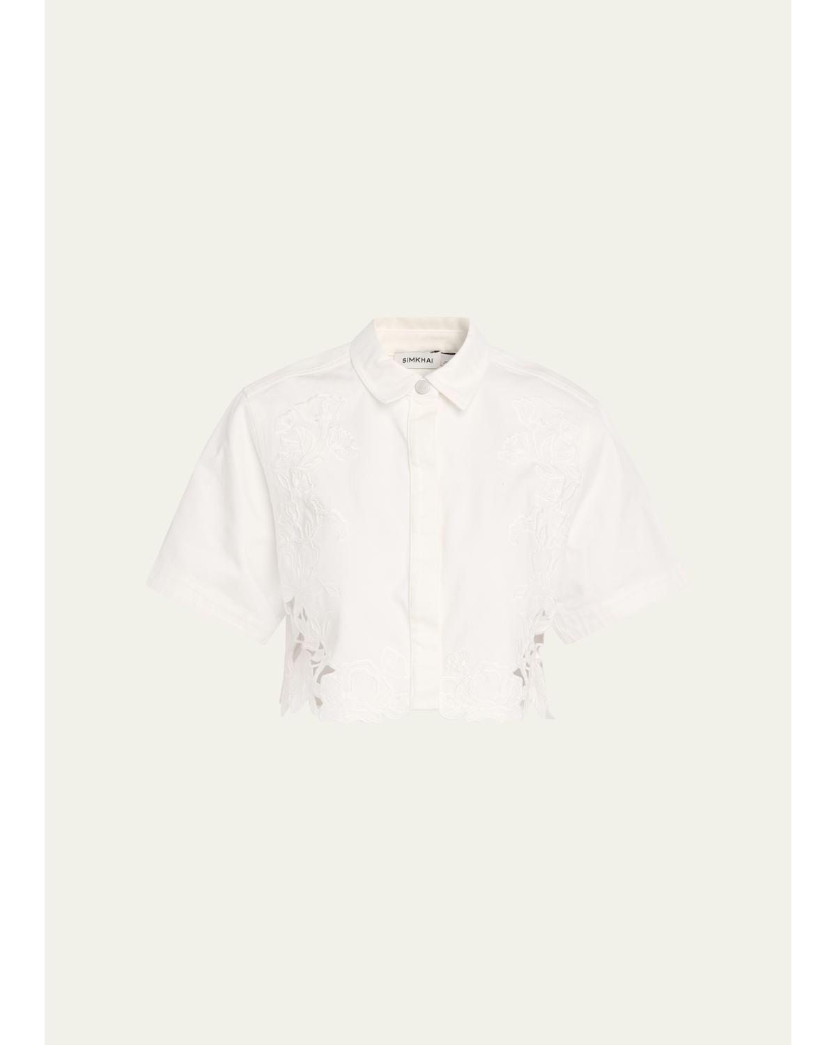 Albaine Embroidered Denim Crop Top
