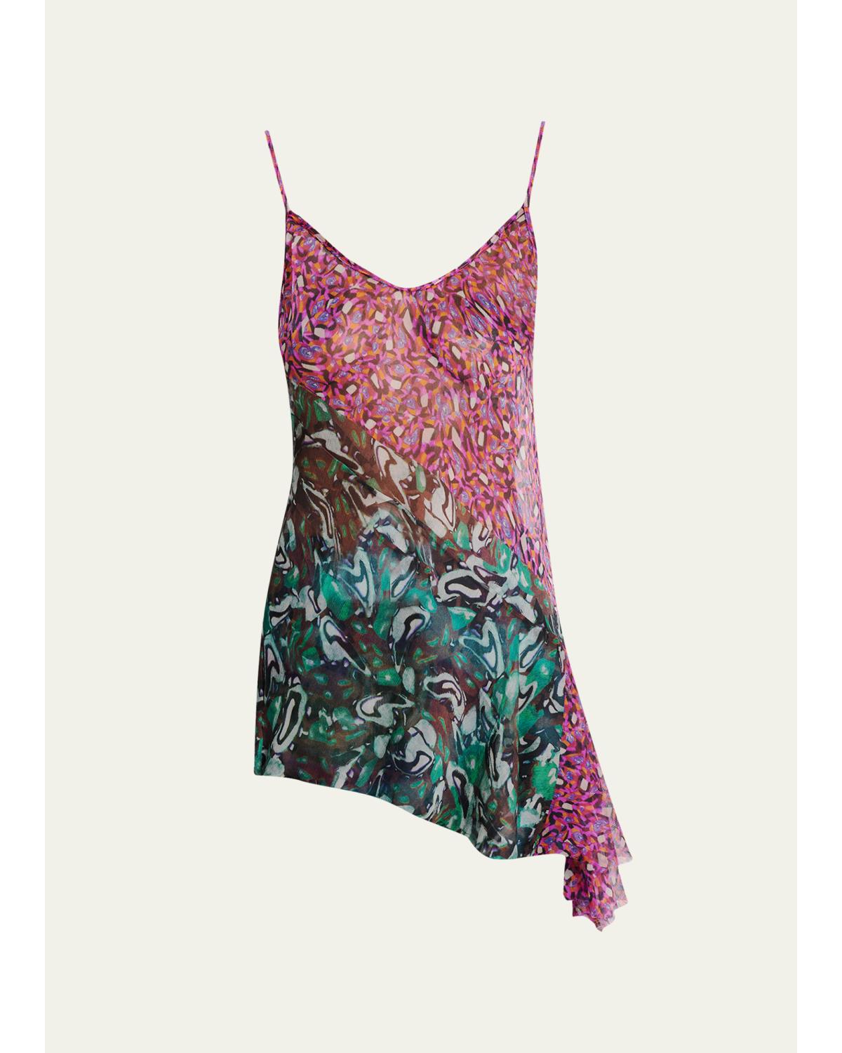 Crisanna Colorblock Silk Asymmetric Top