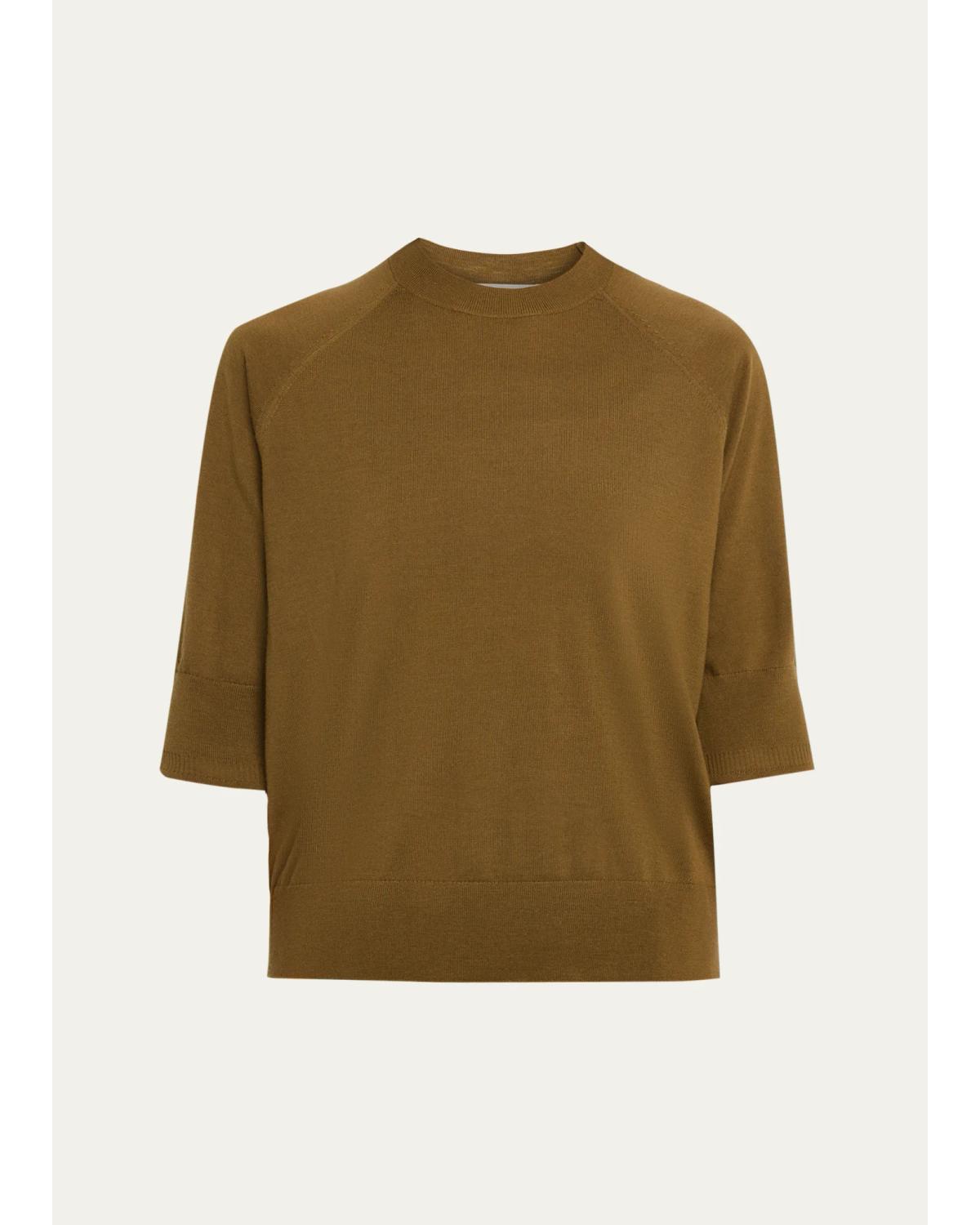 Tuan Merino Wool Short-Sleeve Crewneck Sweater