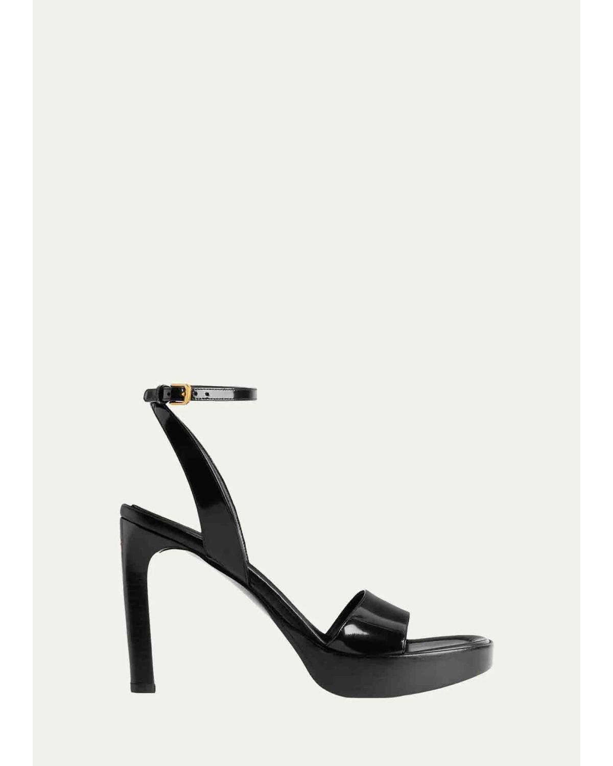 100Mm Fargo Patent Leather Platform Sandals
