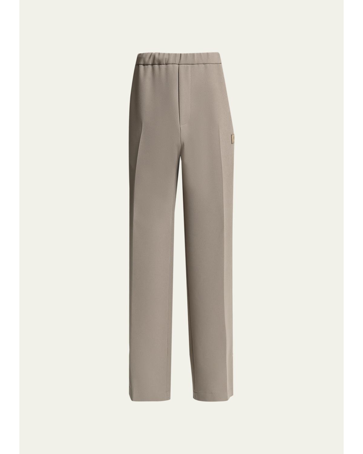 Men'S Logo Patch Wide-Leg Stretch Trousers