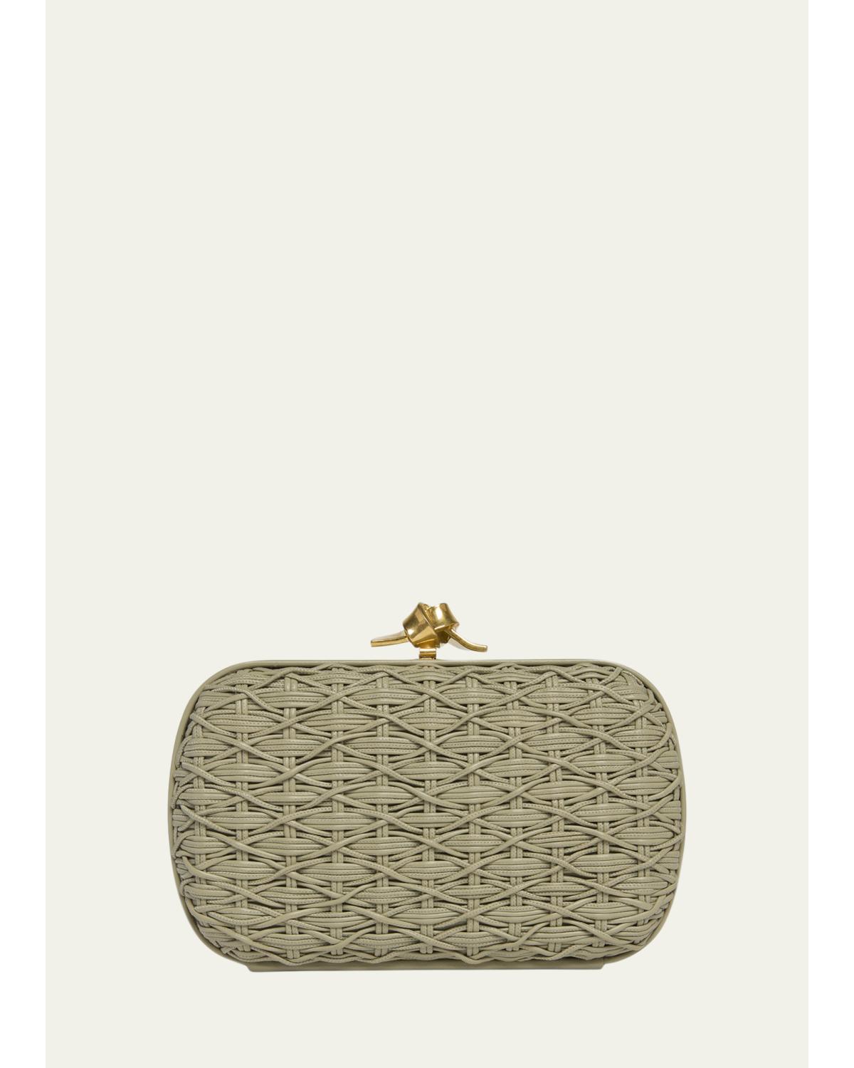 Woven Leather Cord Knot Clutch Bag