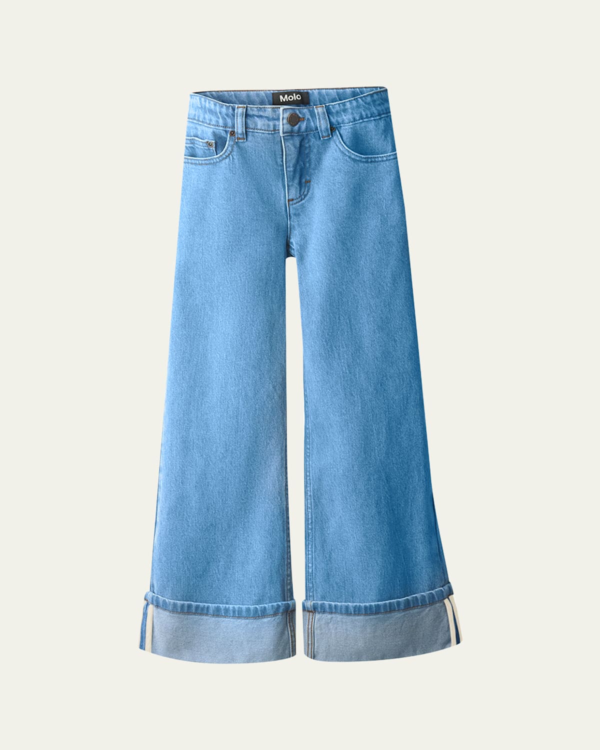 Molo Kids' Girl's Aleen Wide-leg Jeans In Blue