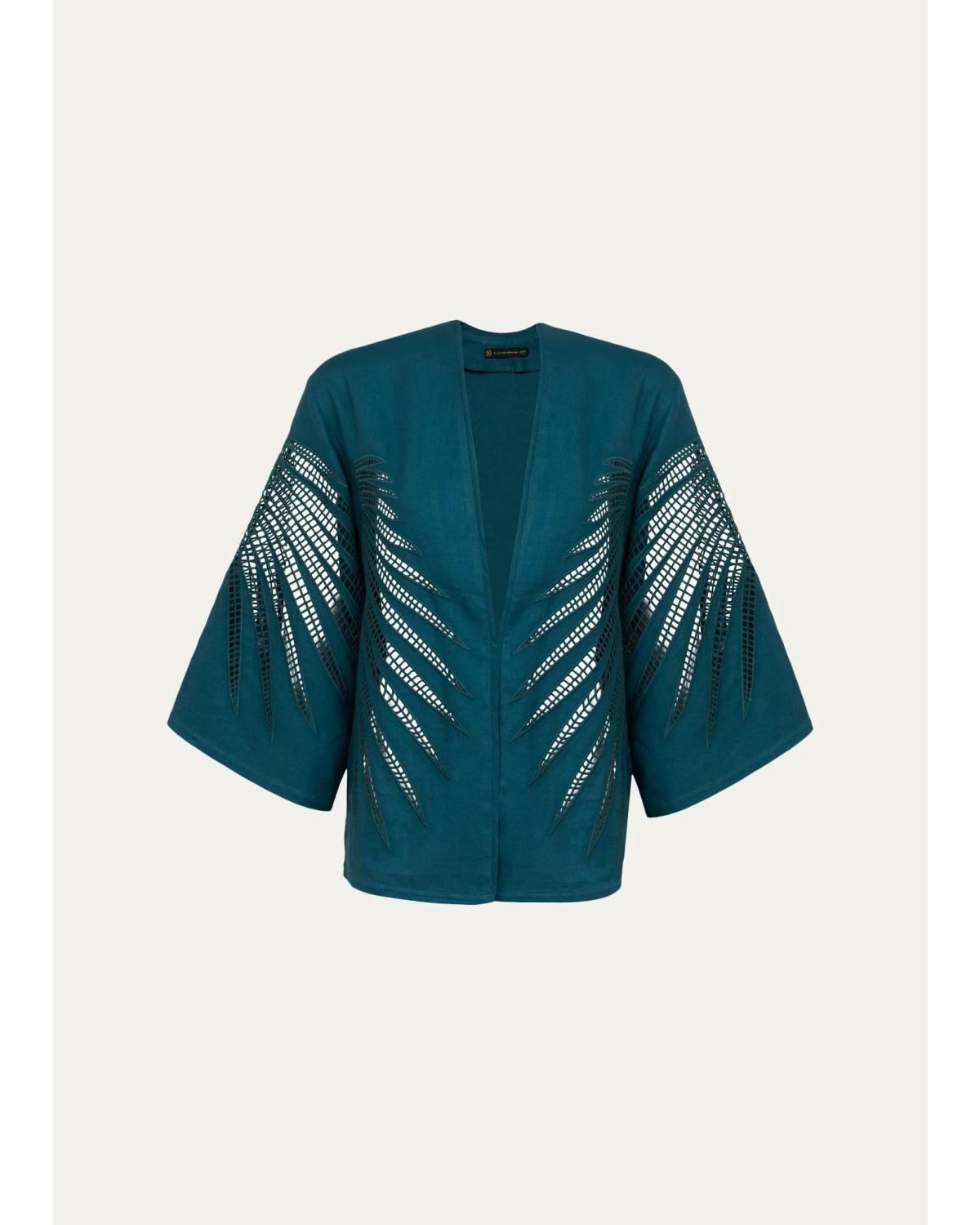 Vix Danna Eyelet Embroidered Kimono Coverup In Green