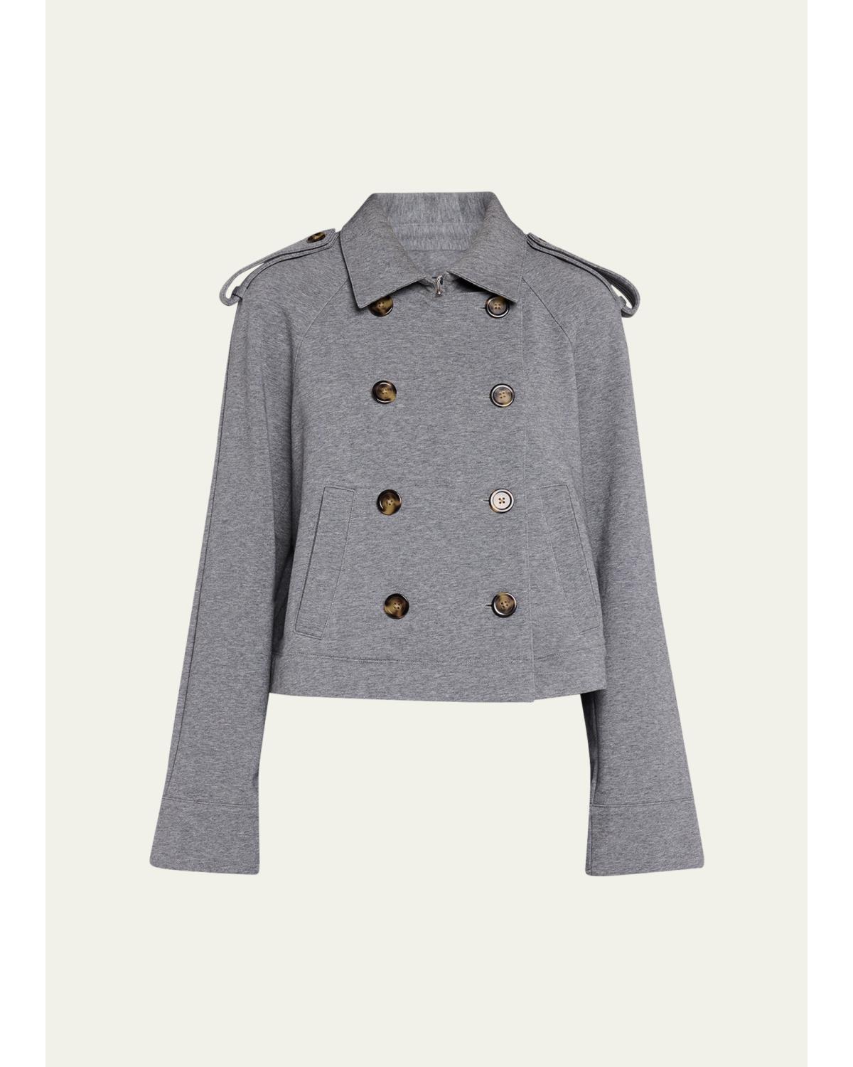 Conneley Cotton-Blend Double-Breasted Crop Trench Coat