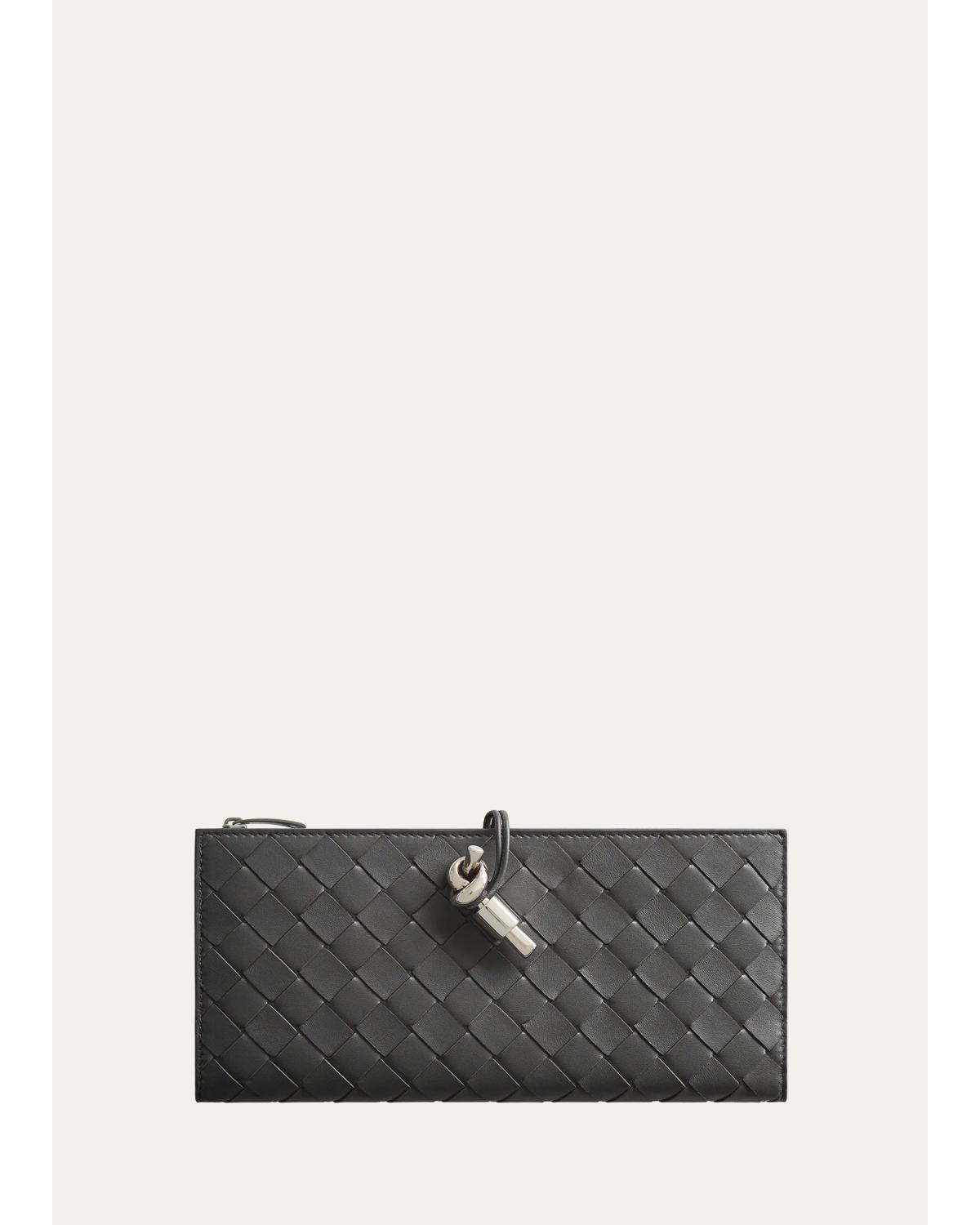 Bottega Veneta Andiamo Intrecciato Leather Wallet Organizer In Mist