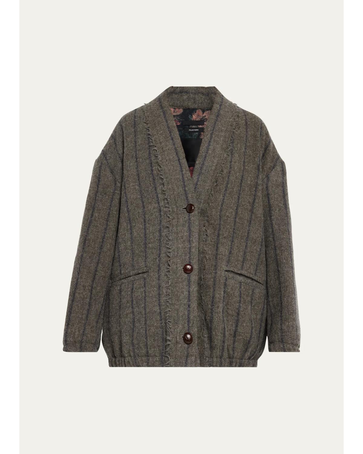 R13 Striped Virgin Wool Cardigan In Grey