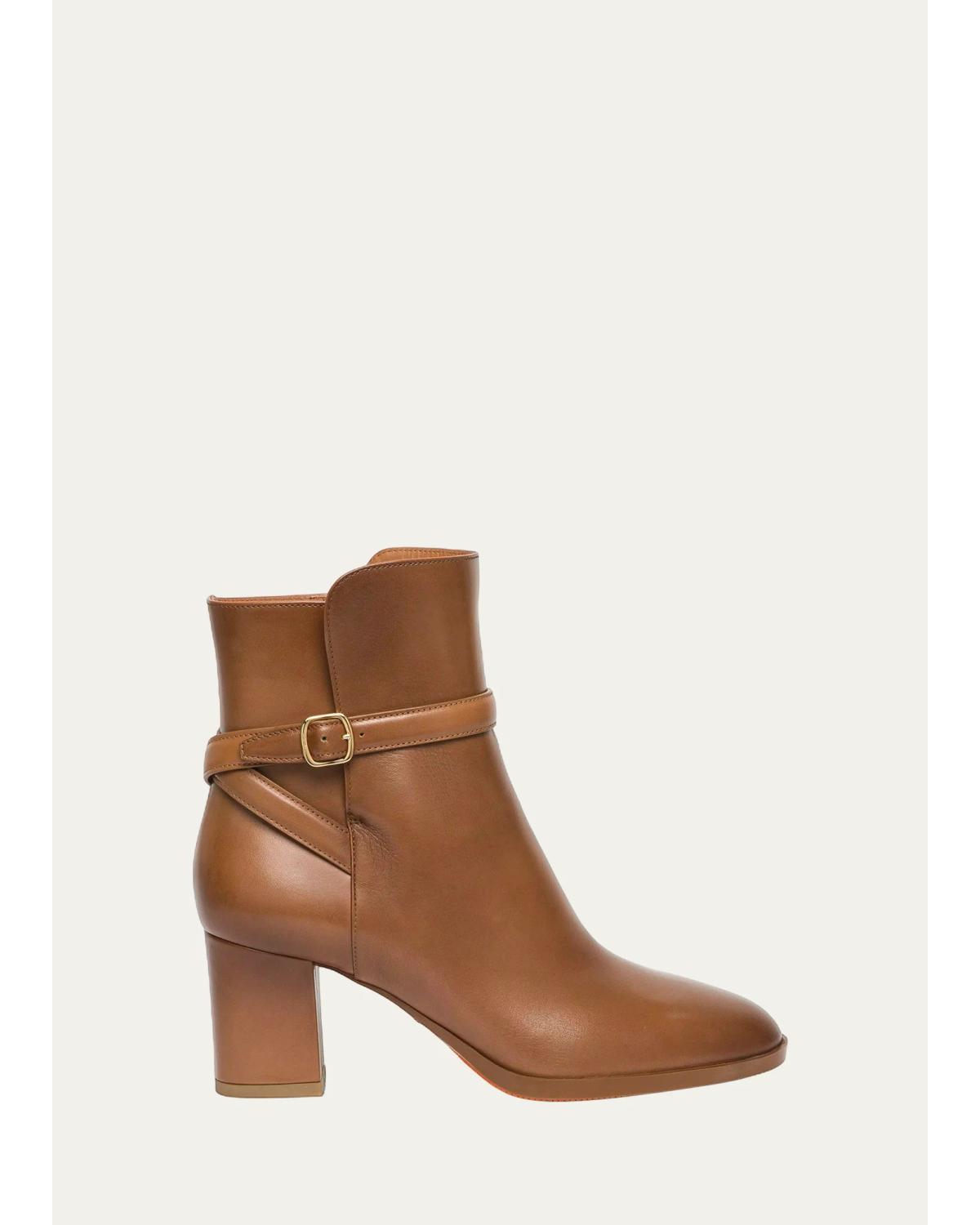 Andy 65Mm Leather Block-Heel Booties