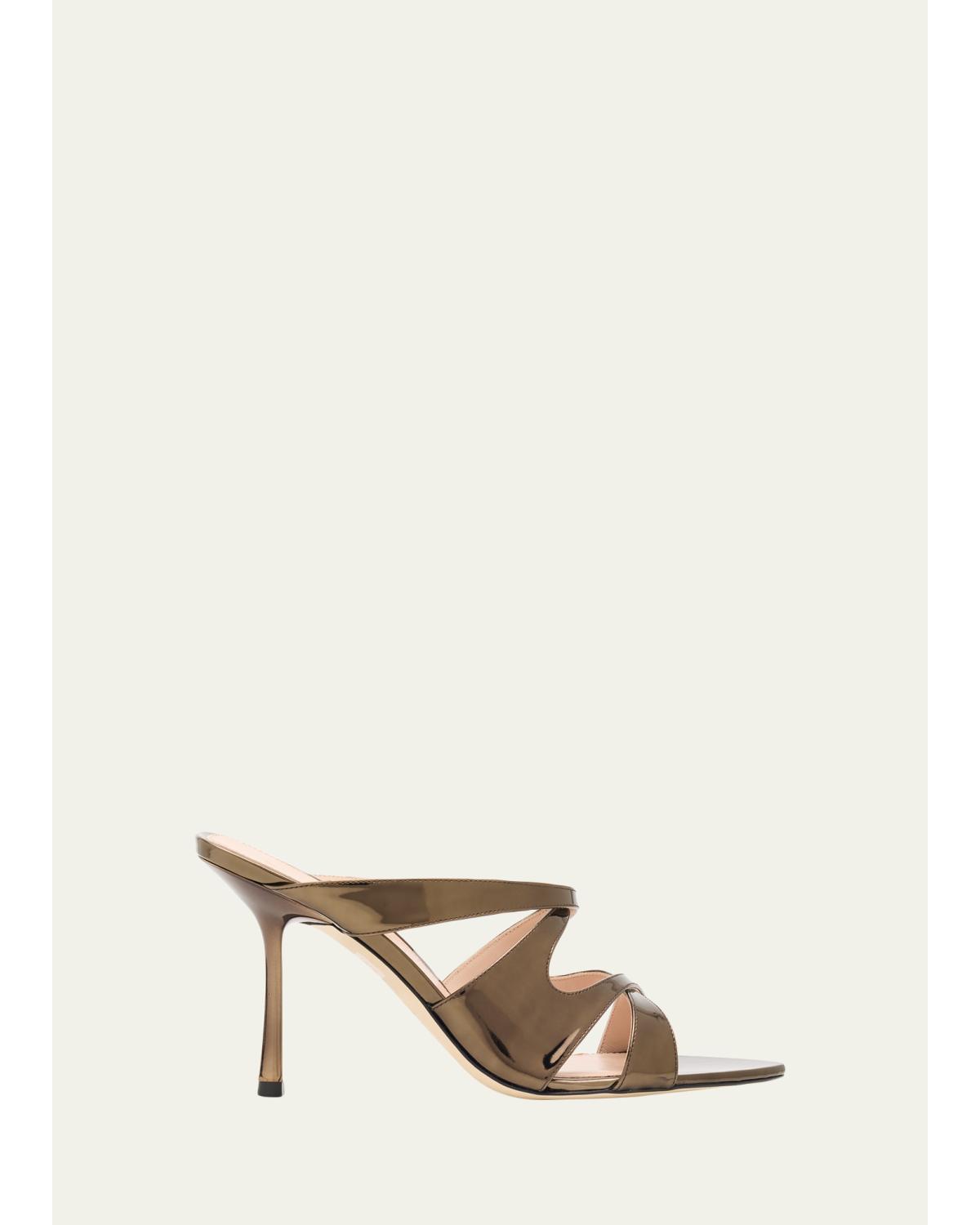 85Mm Rubie Metallic Leather Mule Sandals
