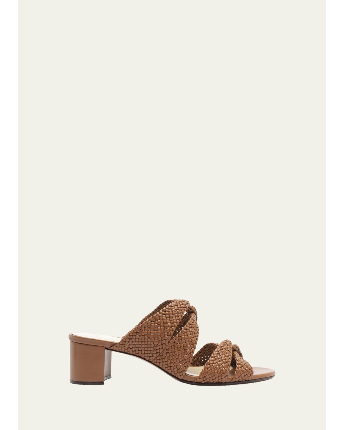 45Mm Sabrina Leather Block Heel Slide Sandals