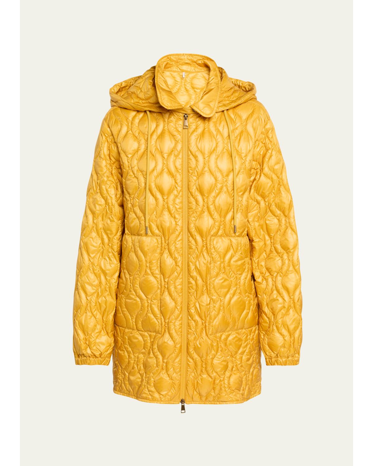 Balette Geometric Quilted Mid-Length Down Jacket