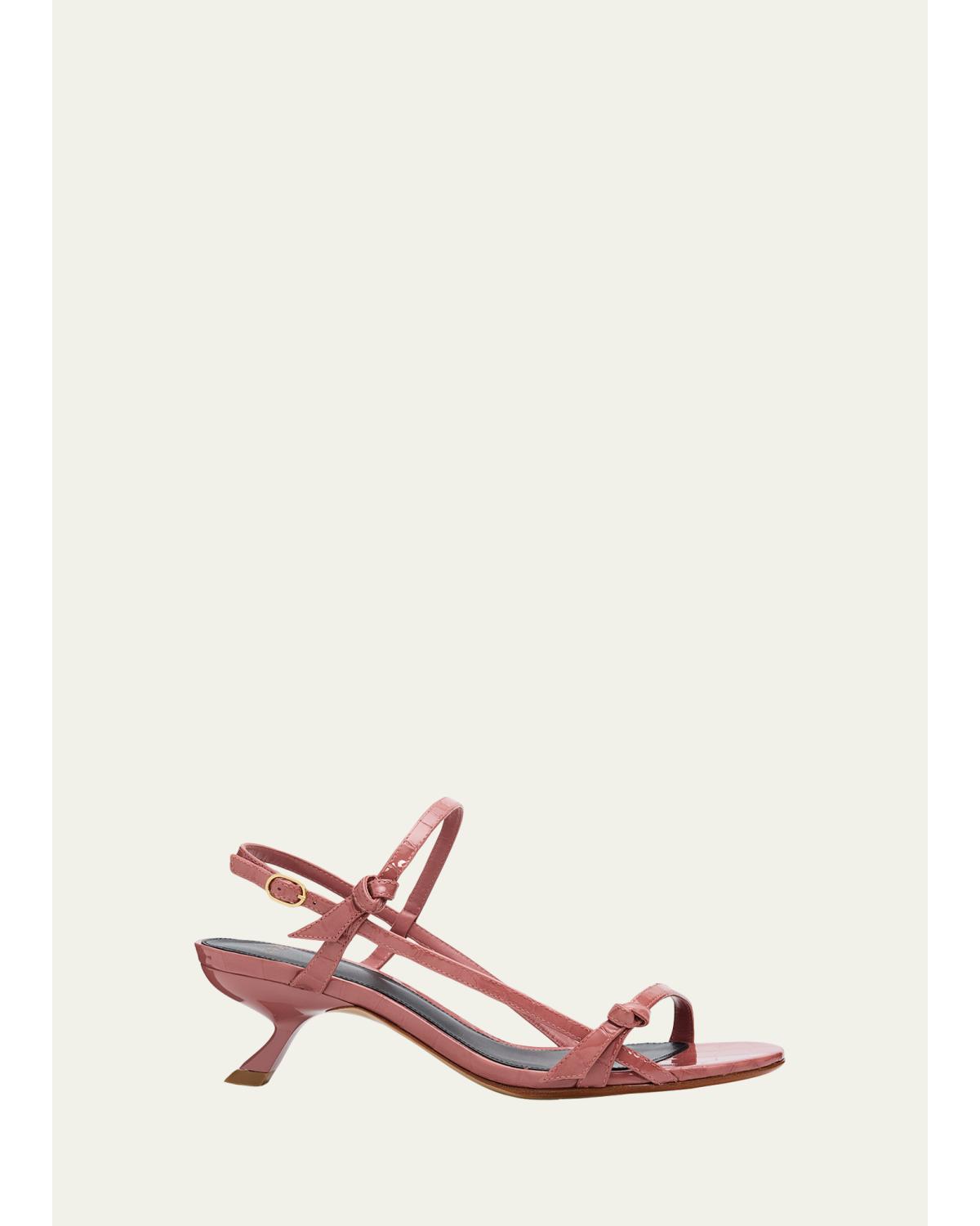 50Mm Clarita Caged Croc-Embossed Sandals