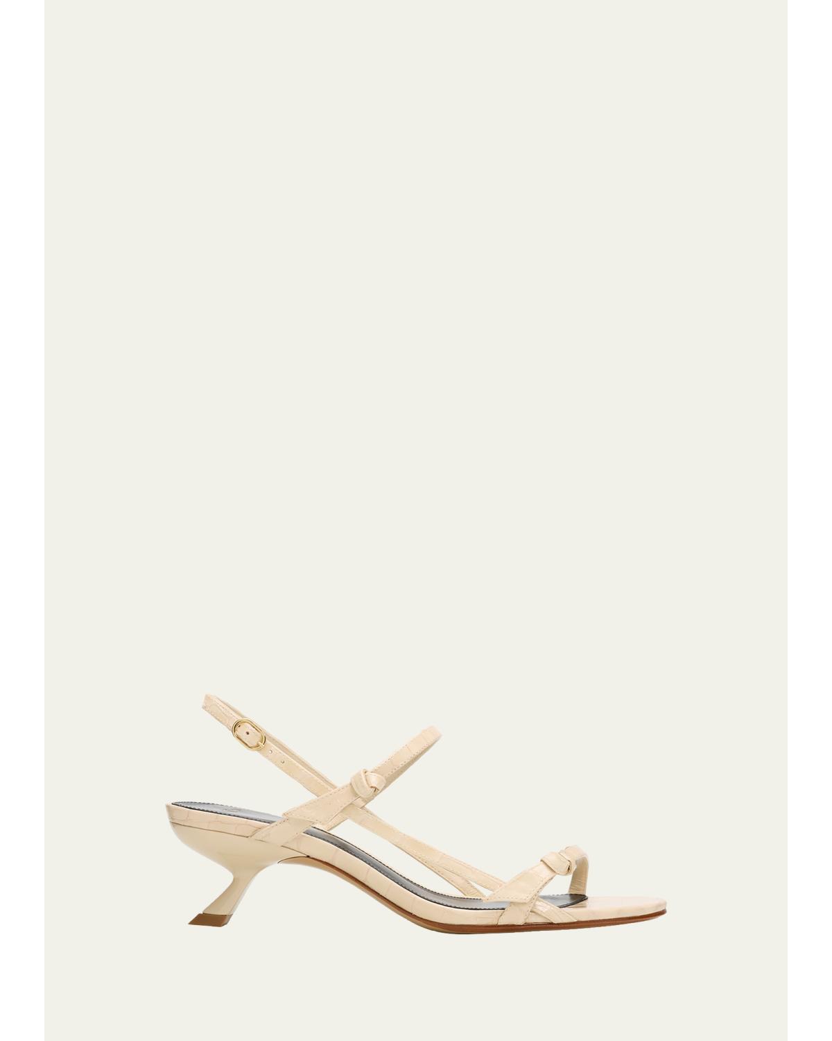 50Mm Slim Clarita Croc-Embossed Sandals