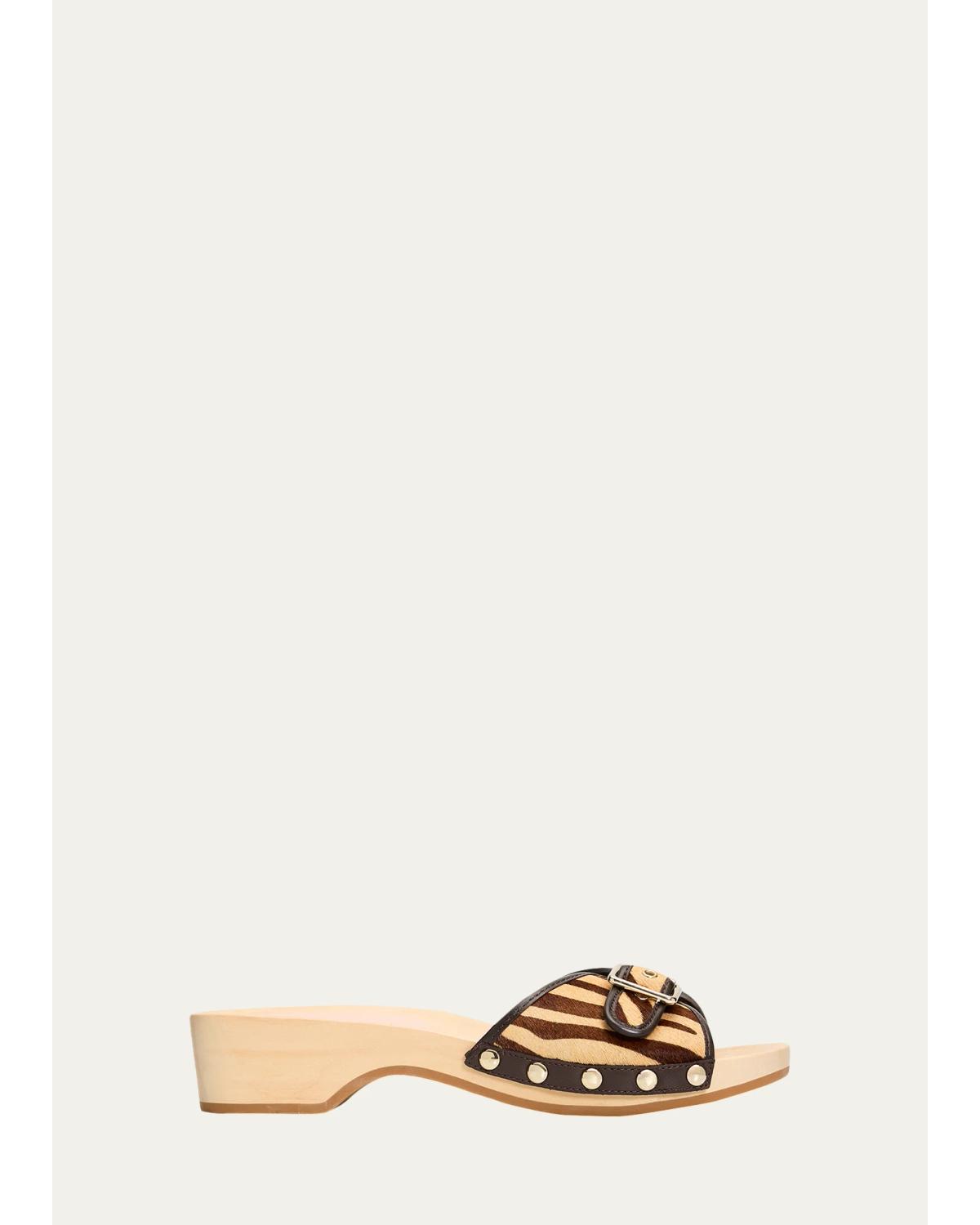 Paulie Tiger-Printed Calf Hair Clogs