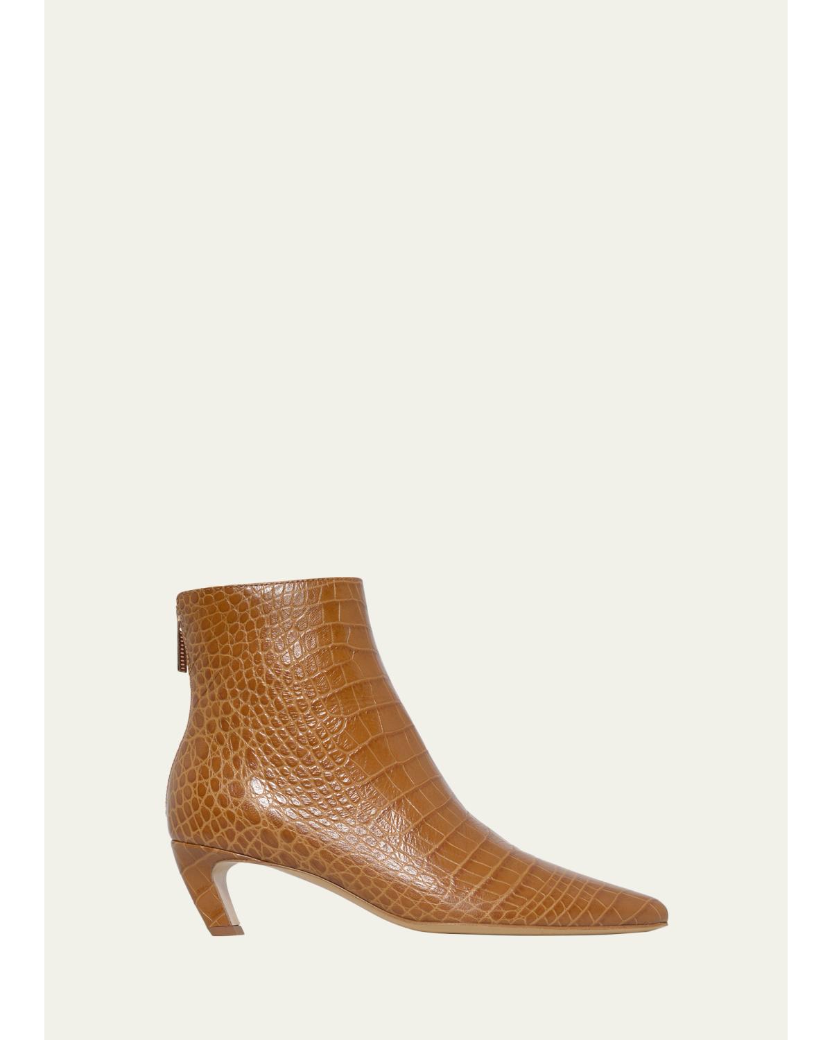 Clayton Croc-Embossed Ankle Boots