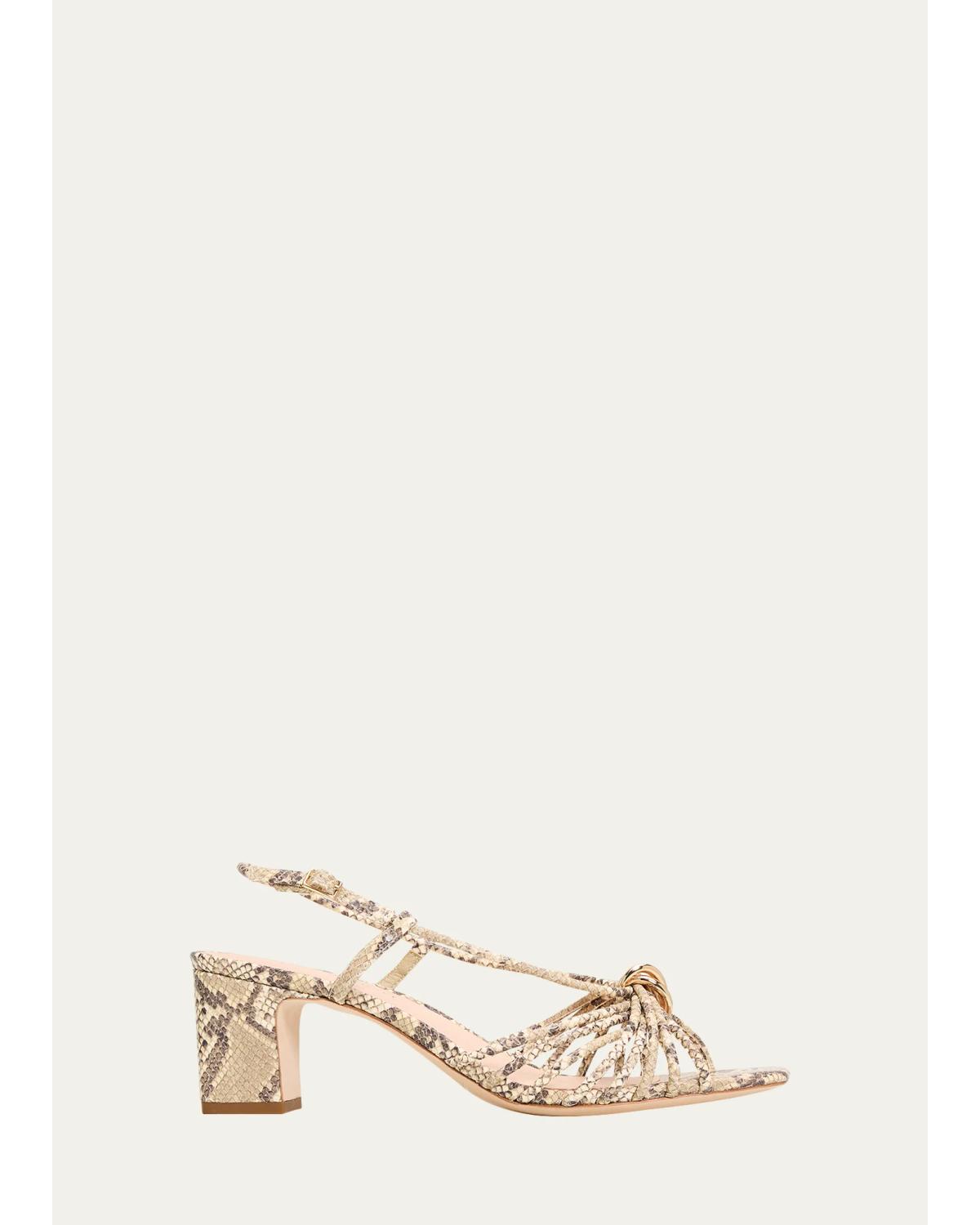 55Mm Minna Strappy Snake-Embossed Sandals
