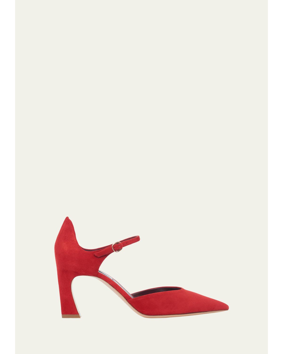 75mm Devil Suede Ankle-Strap Pumps