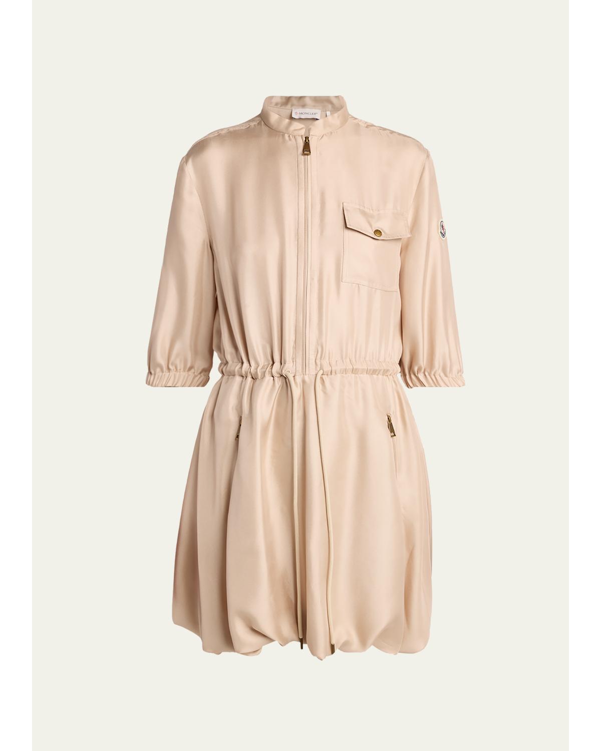 Silk Twill Mini Shirtdress
