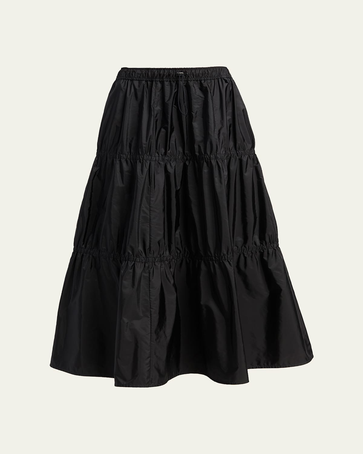 Moncler Tiered Nylon Midi Skirt In Black