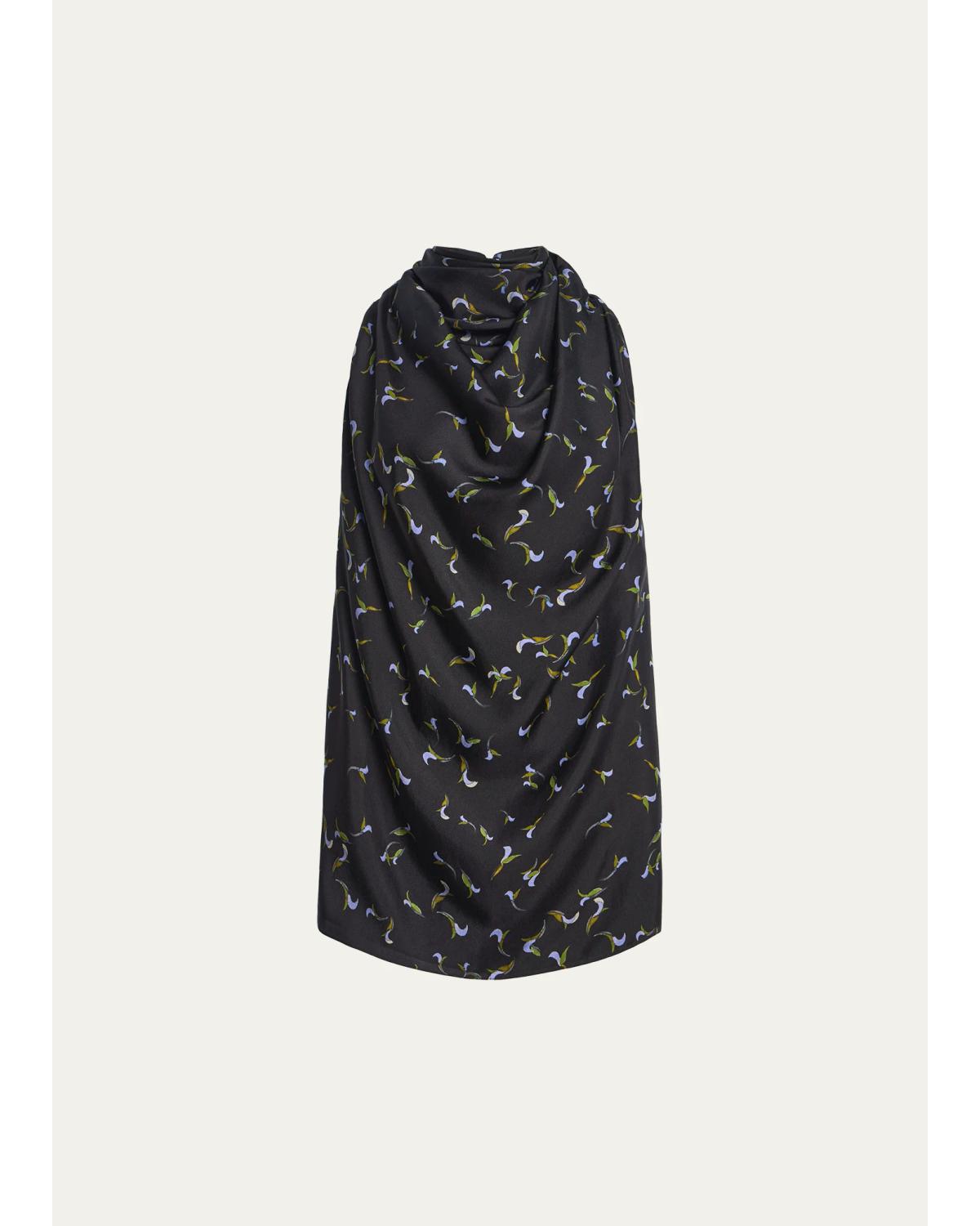 Sleary Sleeveless Silk Twill Cowl-Neck Top