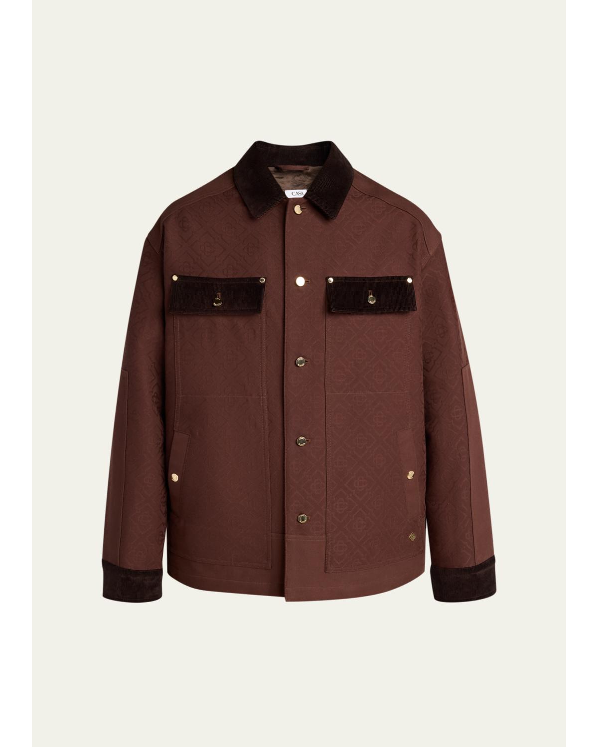 Men'S Cotton Monogram Corduroy-Trim Shirt Jacket