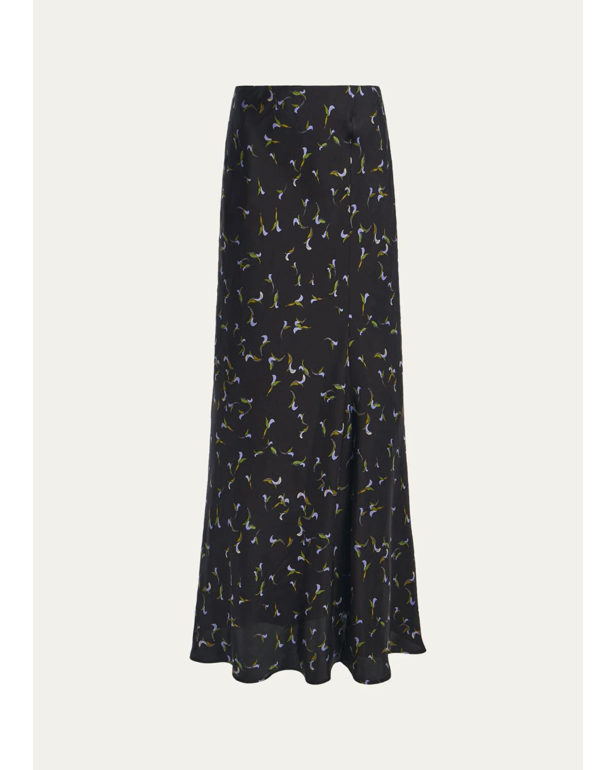 Altuzarra Casey Abstract-print Silk Midi Skirt In Black Botanic