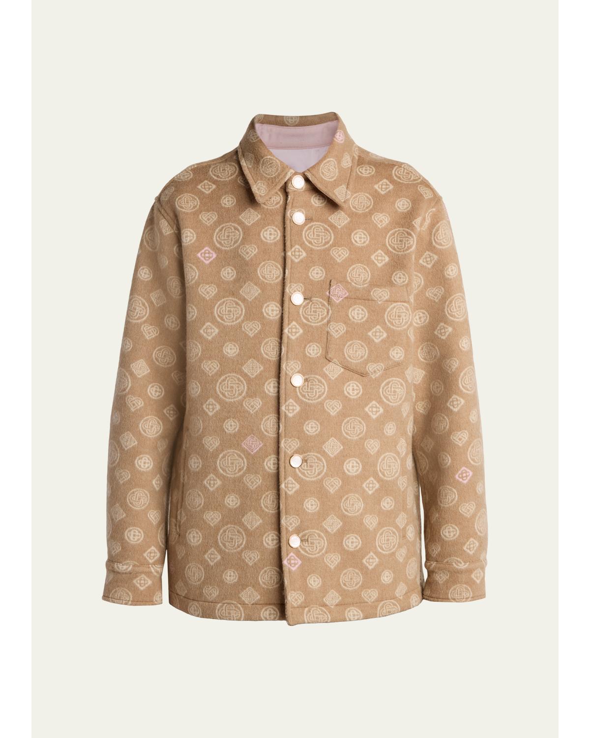 Men'S Wool Monogram Shirt Jacket