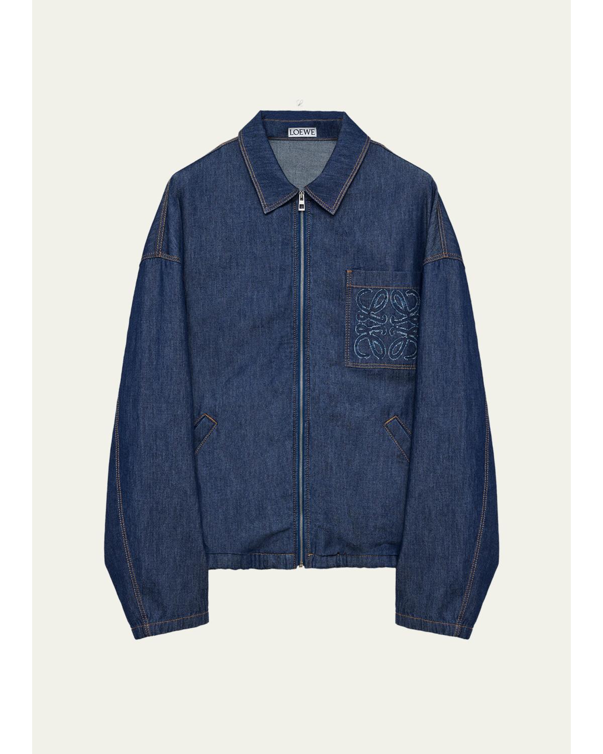 Men'S Denim Zip-Front Jacket
