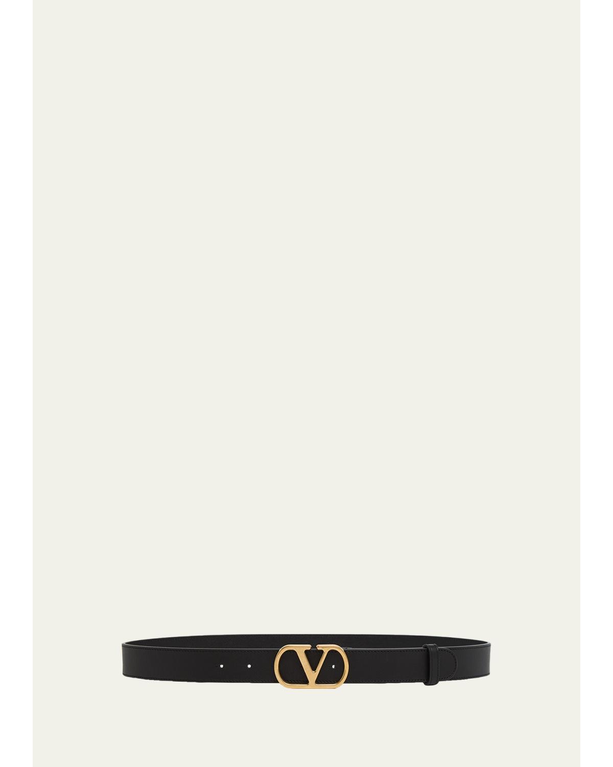 Valentino Garavani Vlogo Signature Leather Belt 30mm In Black