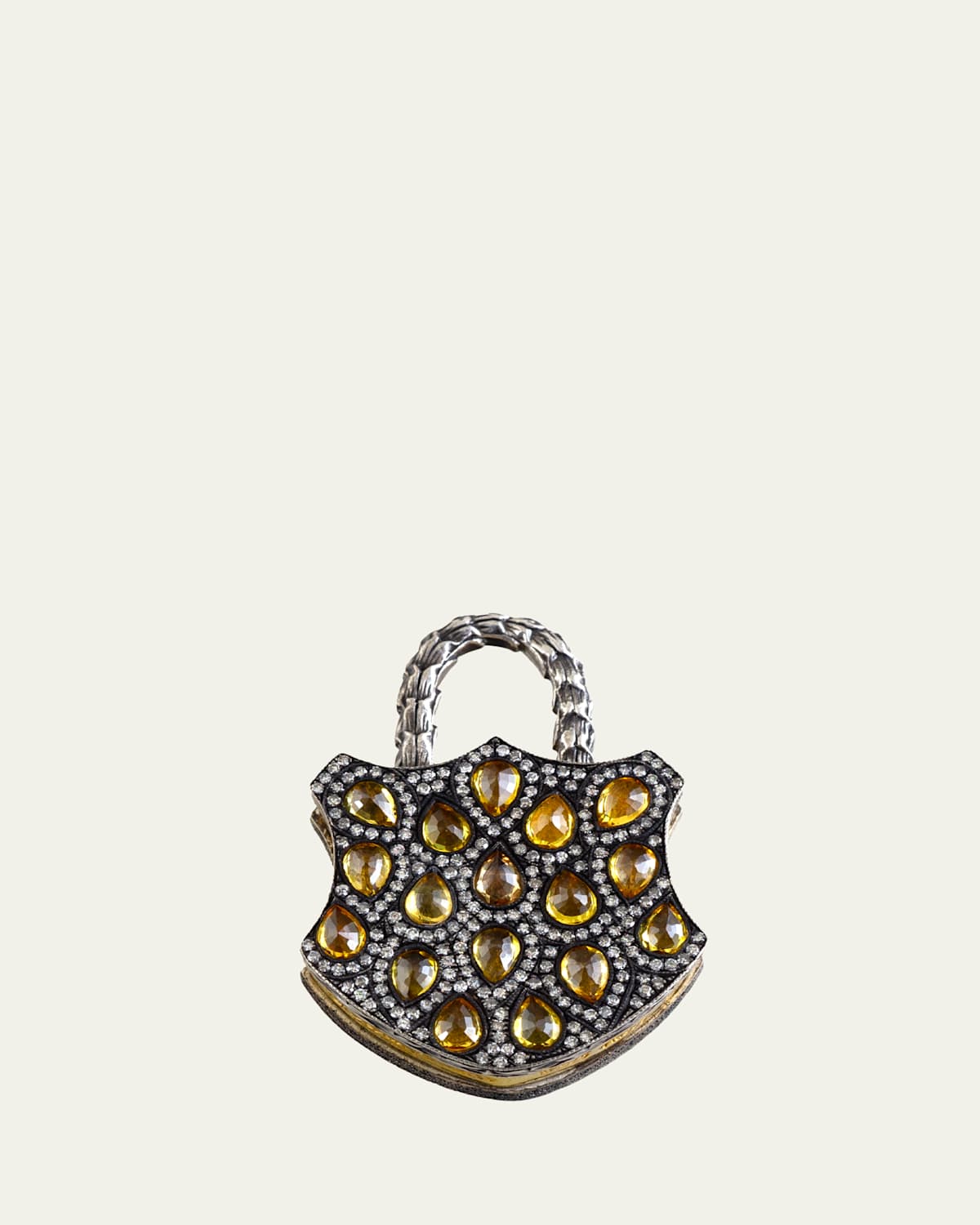 Sevan Bicakci 24K Yellow Gold and Silver Diamond and Sapphire Padlock Pendant