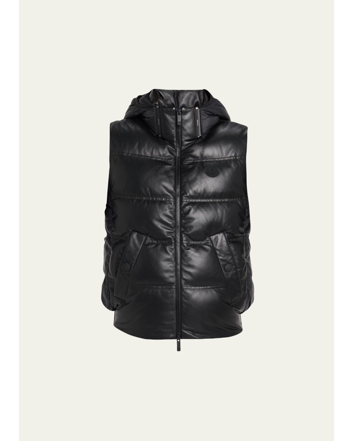 Impression Leather Hooded Down Vest