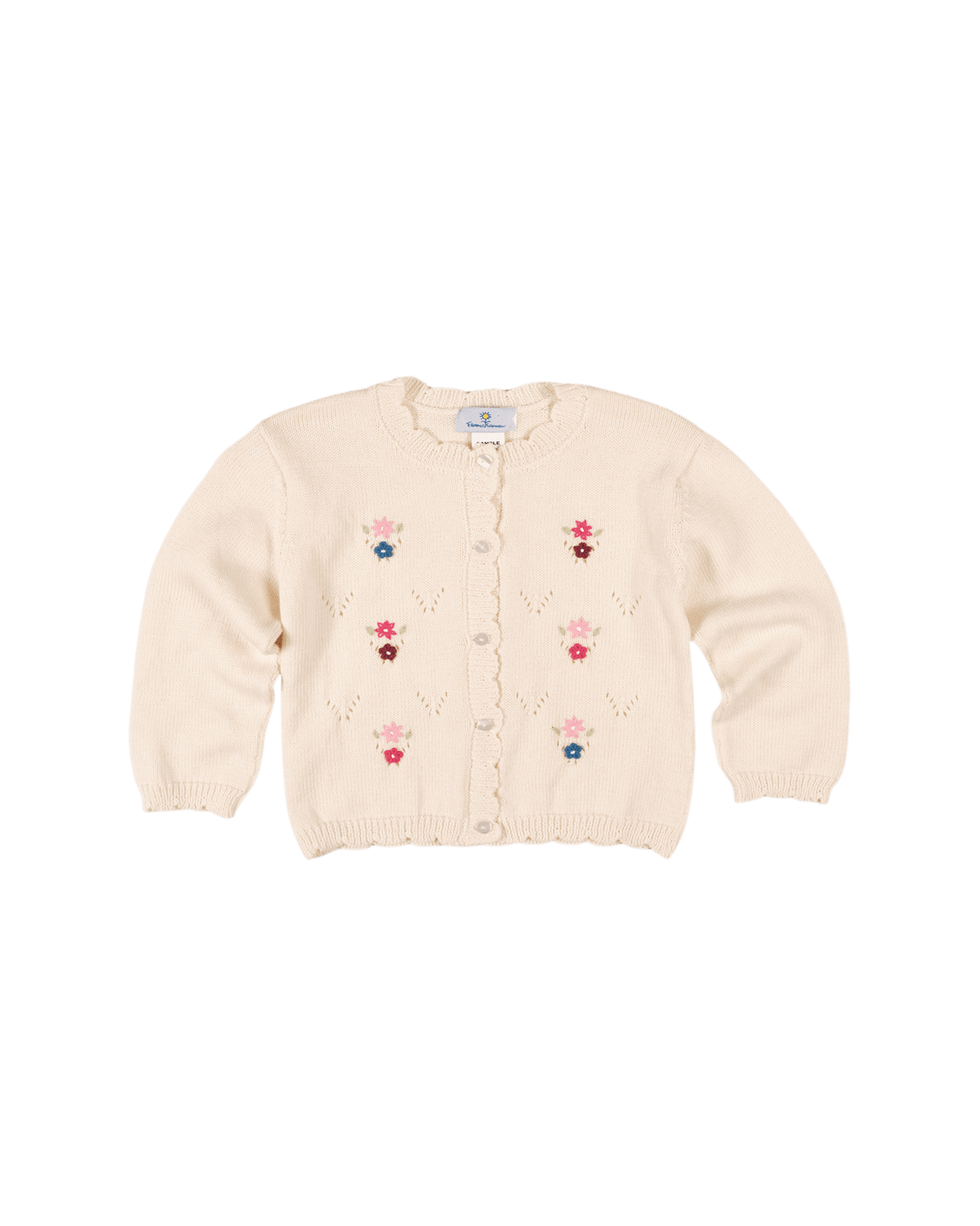 Florence Eiseman Girl's Scalloped Floral Embroidery Cotton Knit Sweater, Size T-6 | Thumbnail 2