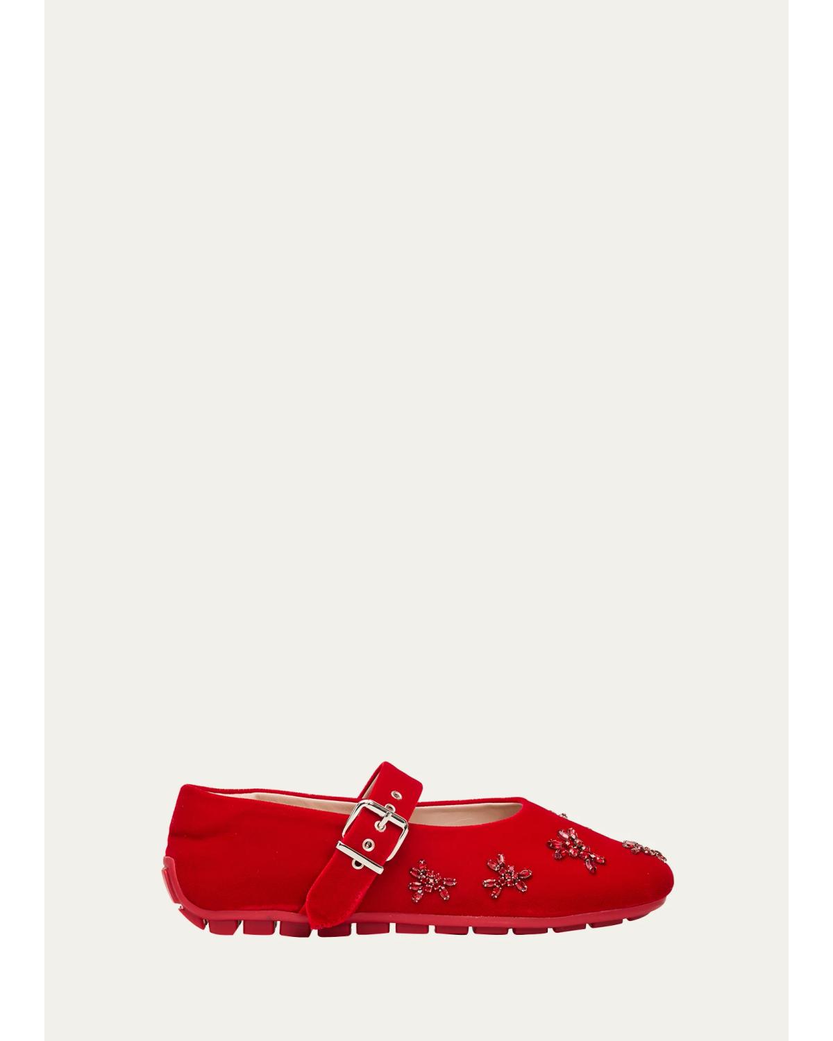 Velvet Mary Jane Ballerina Flats