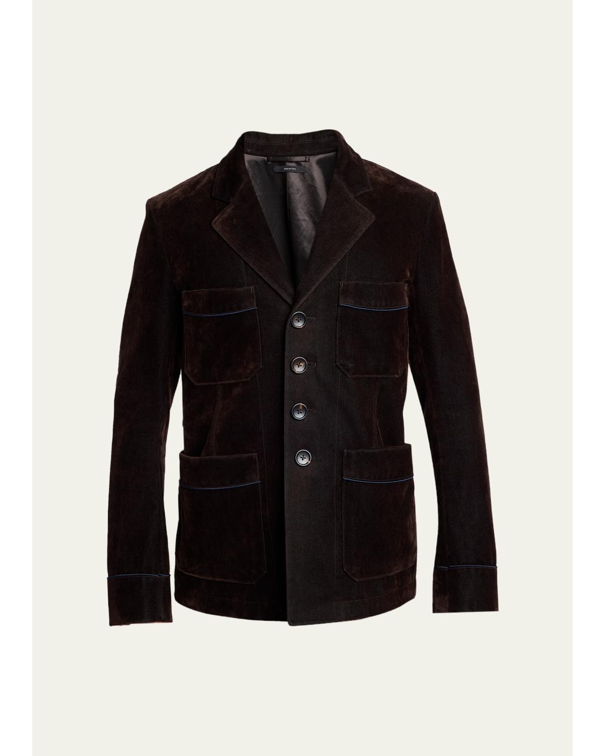 Men'S Wool Patch Pocket Single-Breasted Blazer