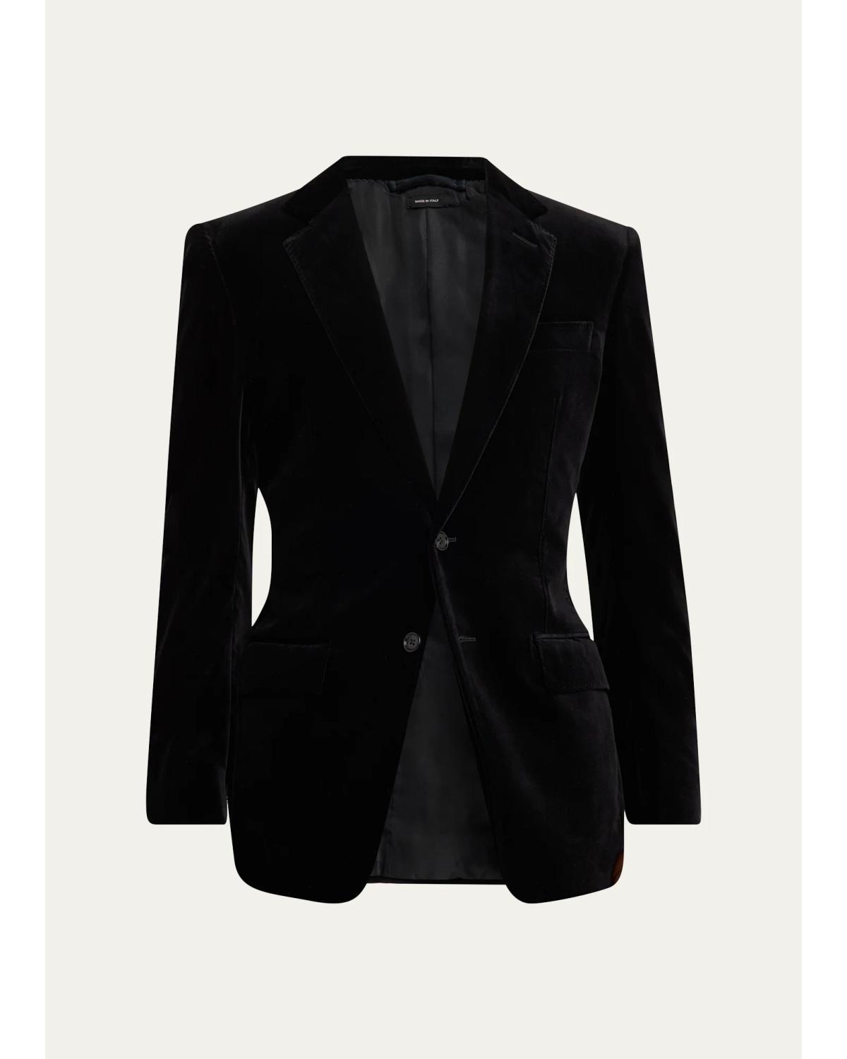 Men'S Cotton Velvet Pipe-Trim Patch Pocket Blazer