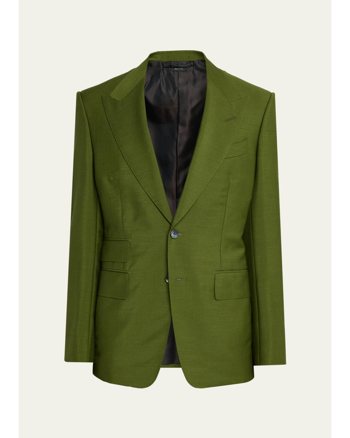 Men'S Wool Peak Lapel Single-Breasted Sport Coat