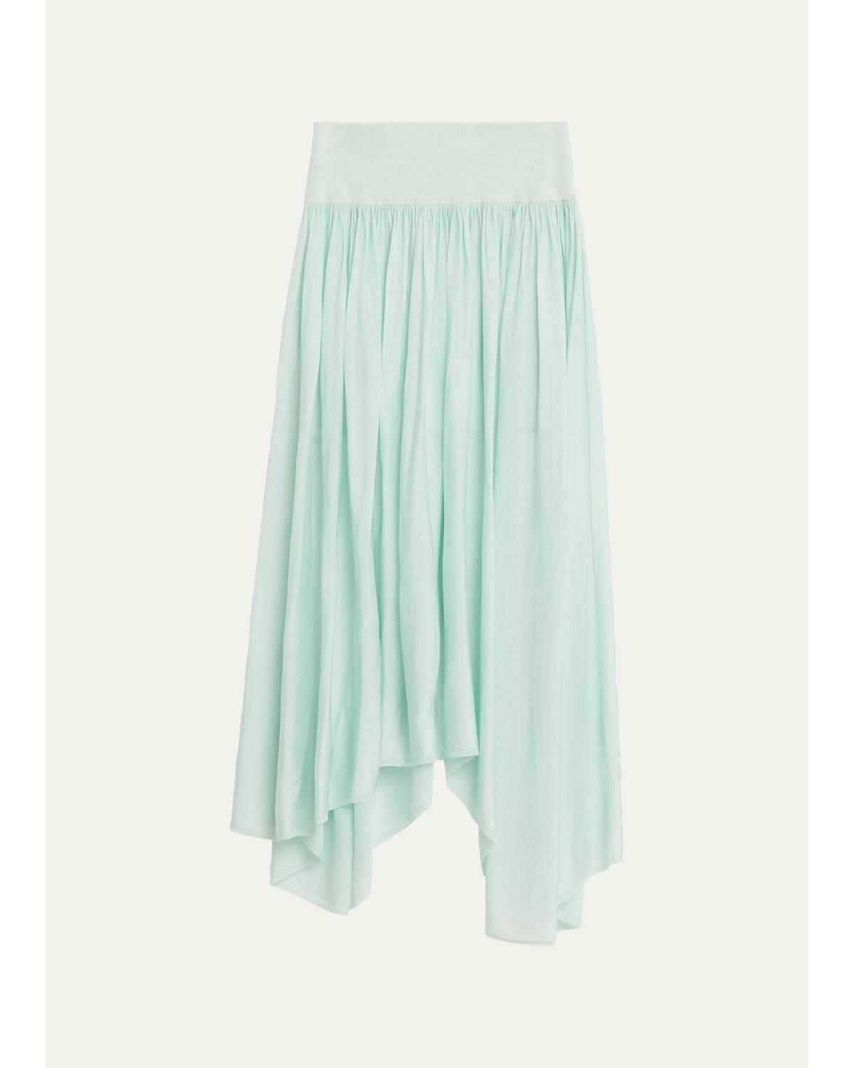 Wave Sheer Knit Asymmetric Midi Skirt