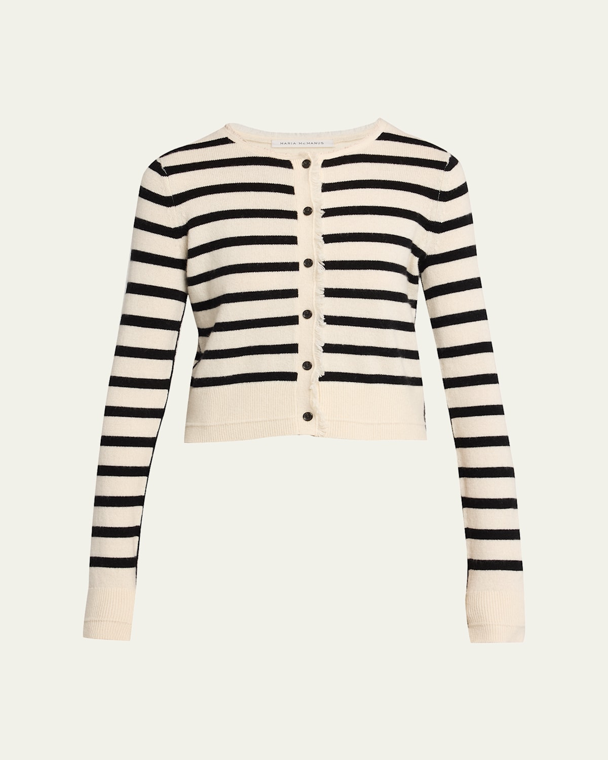 Maria Mcmanus Cashmere And Cotton Stripe Petite Fringe-trim Cardigan In Multi