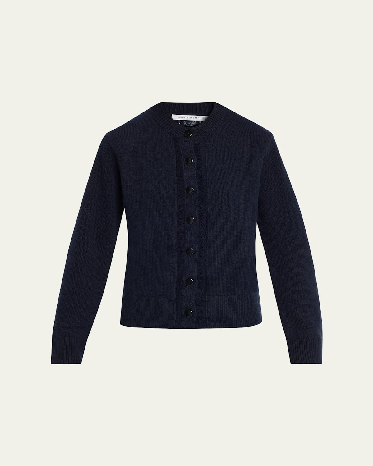 Maria Mcmanus Cashmere And Cotton Ladder Stitch-trim Cardigan In Blue