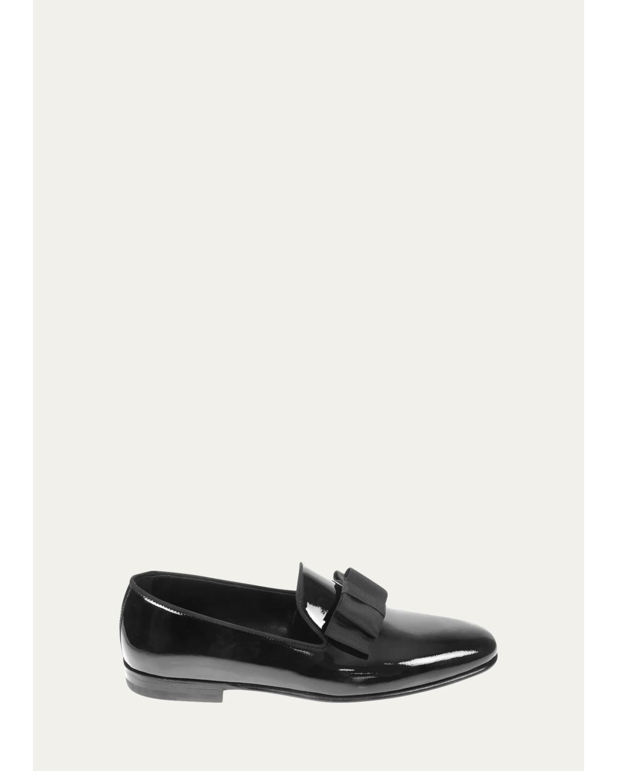 Men'S Patent Leather Grosgrain-Bow Loafers
