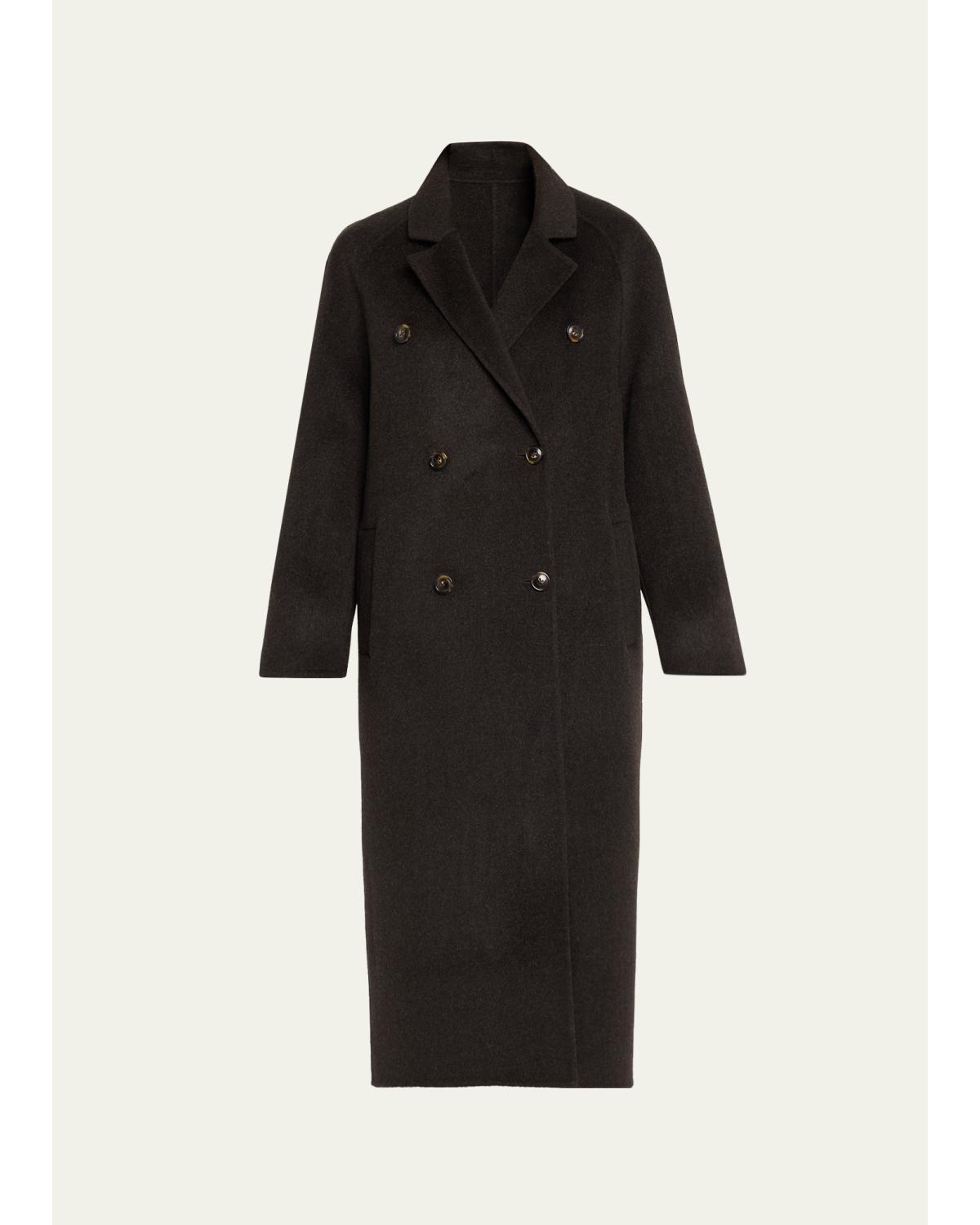 Irvin Wool-Cashmere Double-Breasted Long Coat