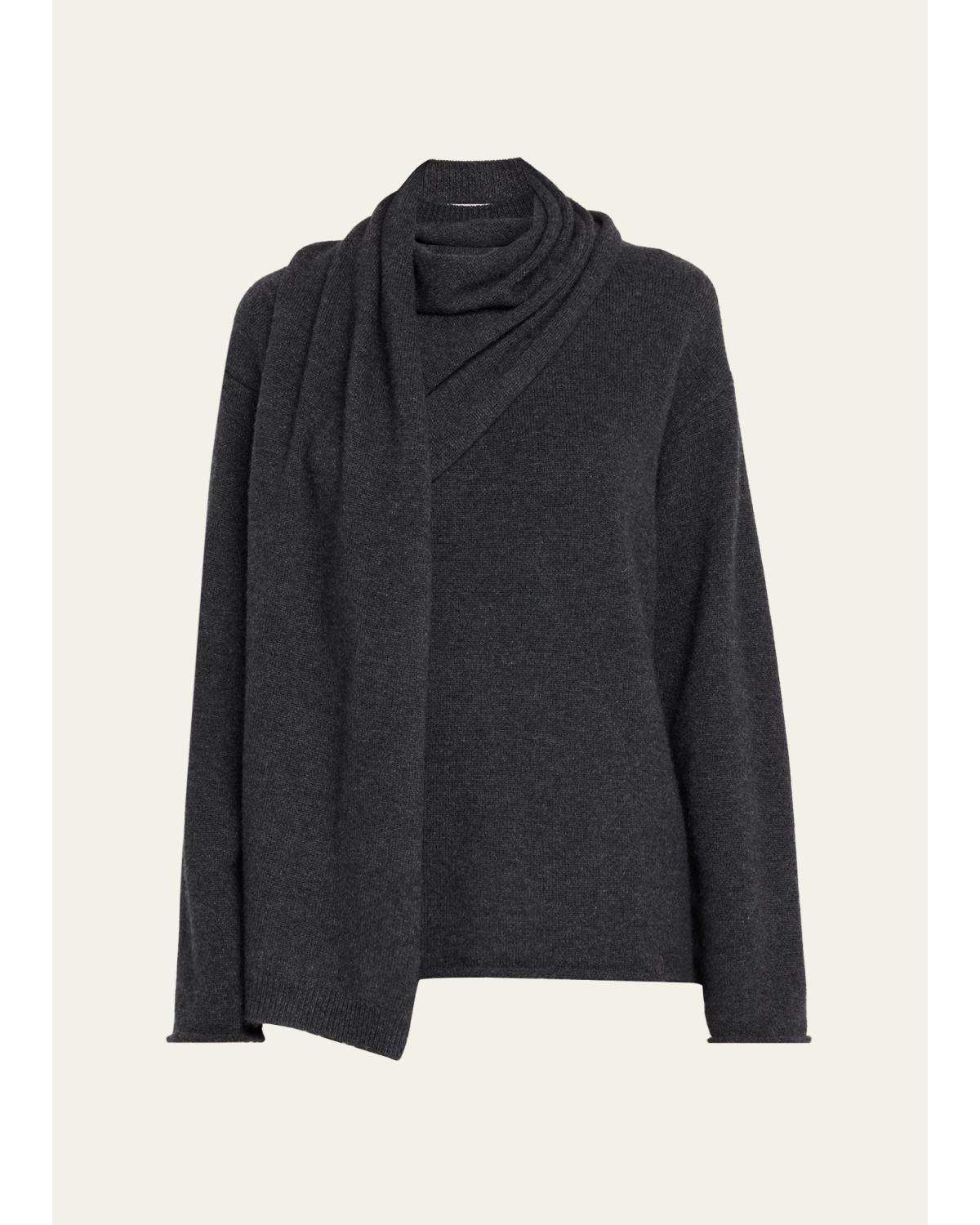 Frances 01 Cashmere Wrap-Scarf Sweater