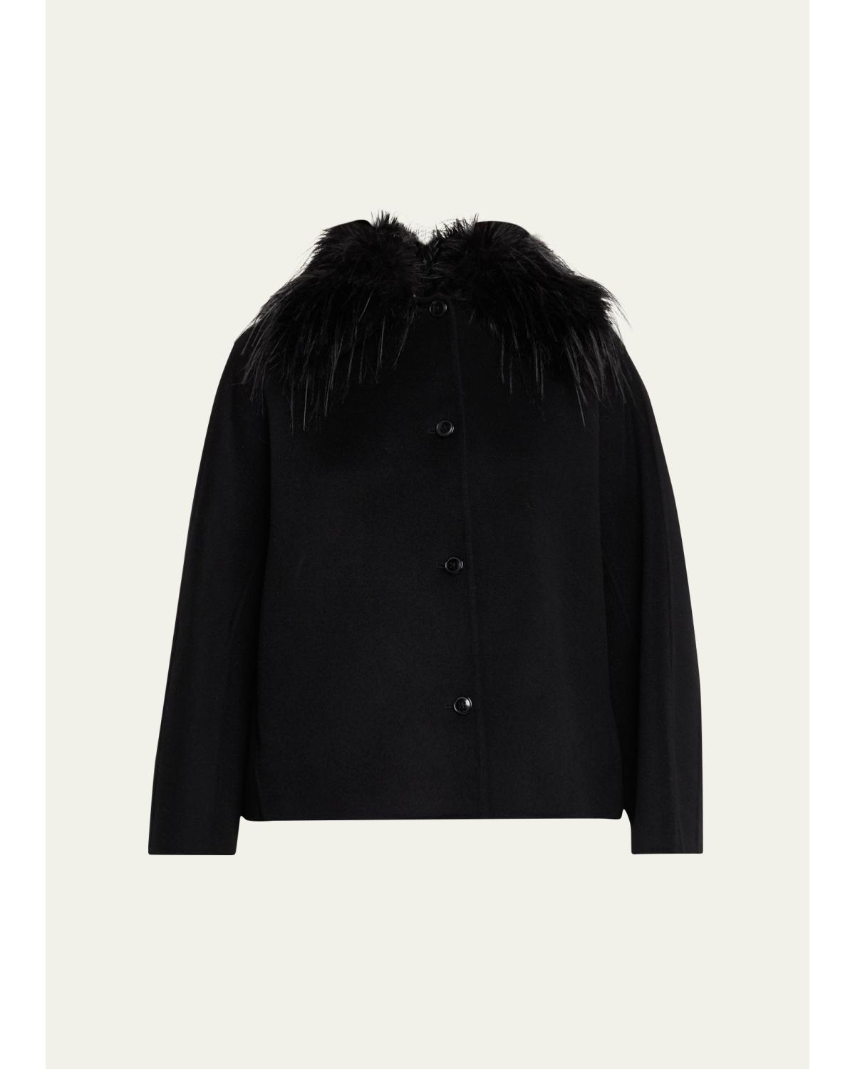Rafe Faux Fur Collared Wool-Cashmere Jacket