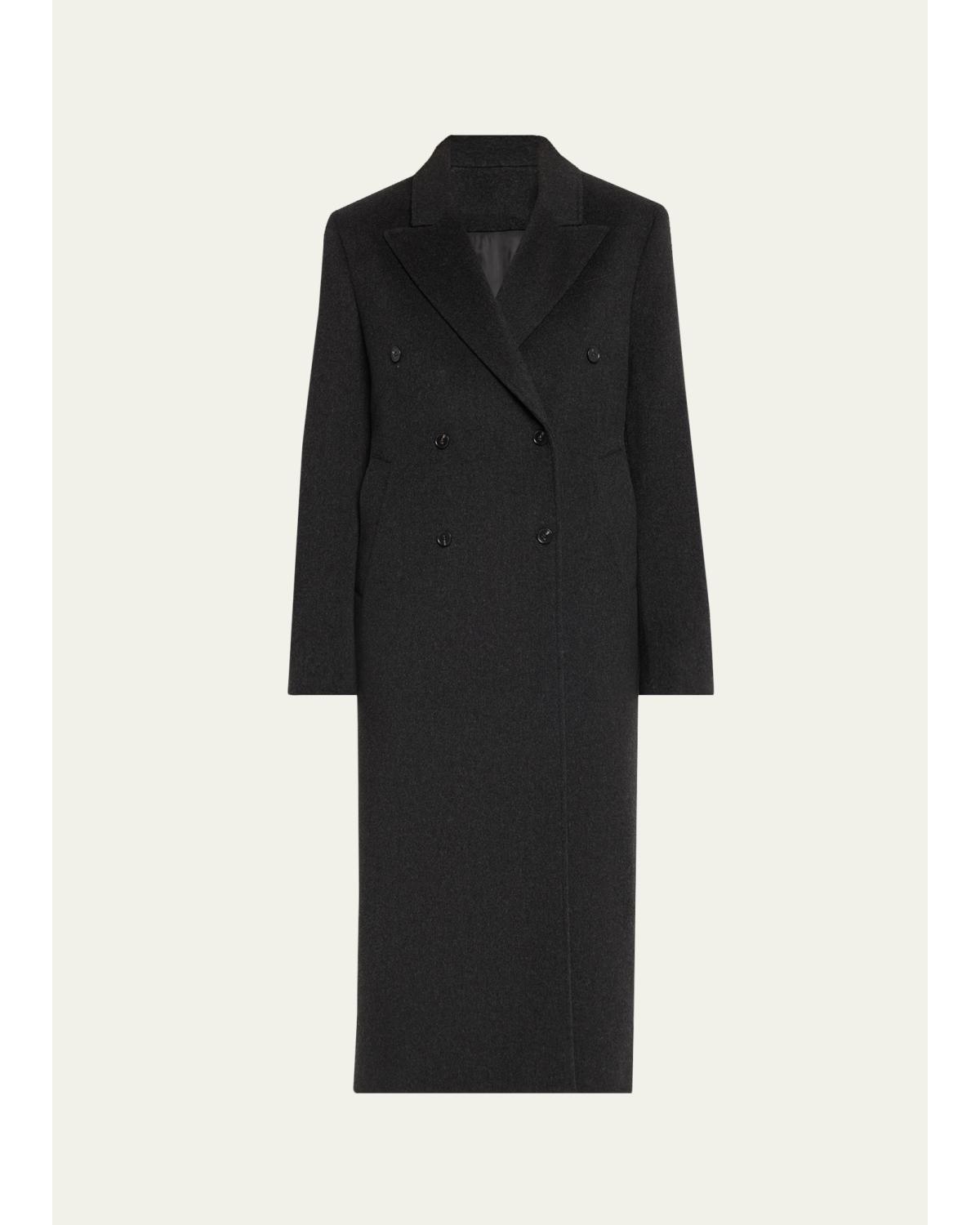 Rosco Wool-Cashmere Double-Breasted Long Coat