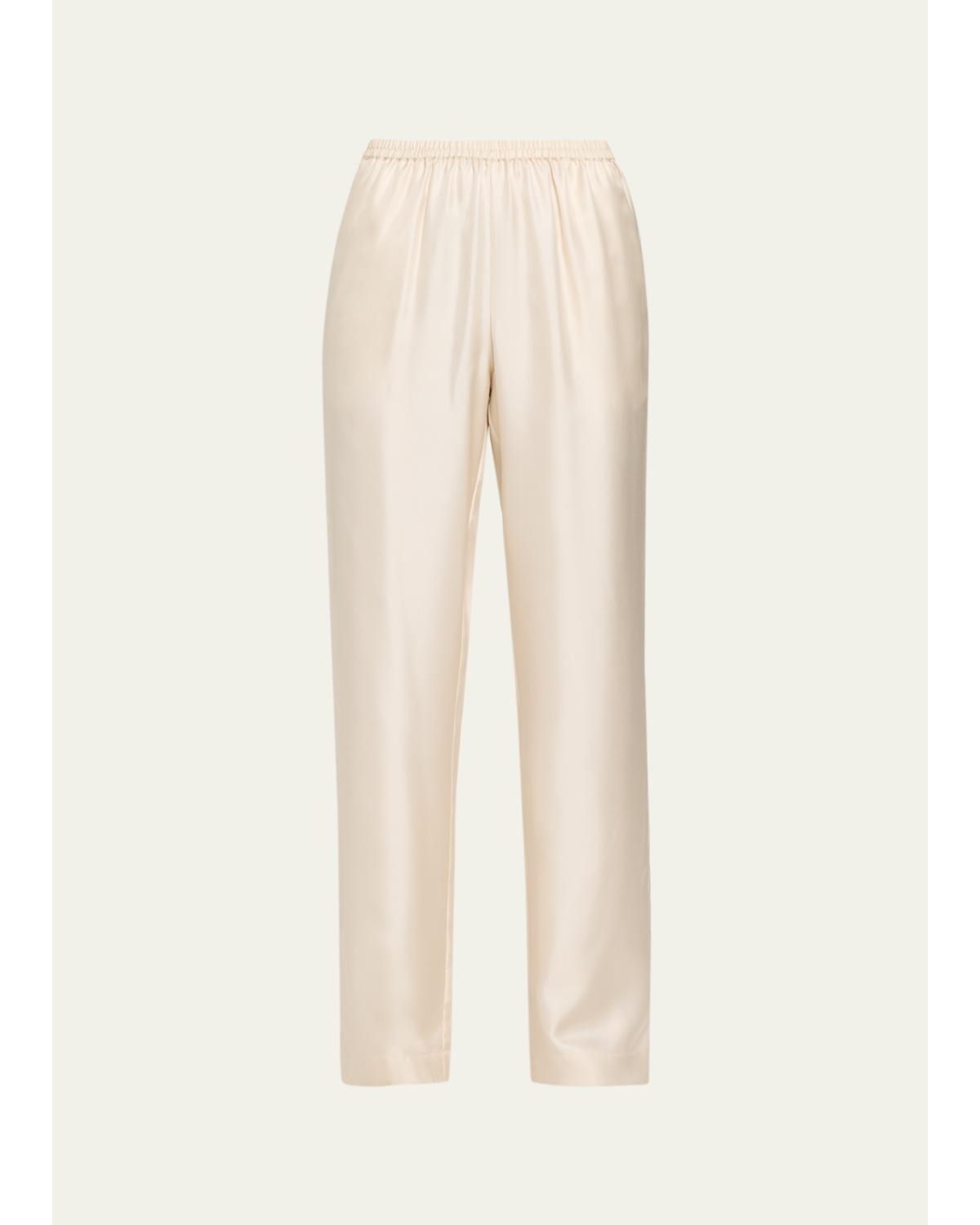 Alera Silk Straight-Leg Pull-On Pants