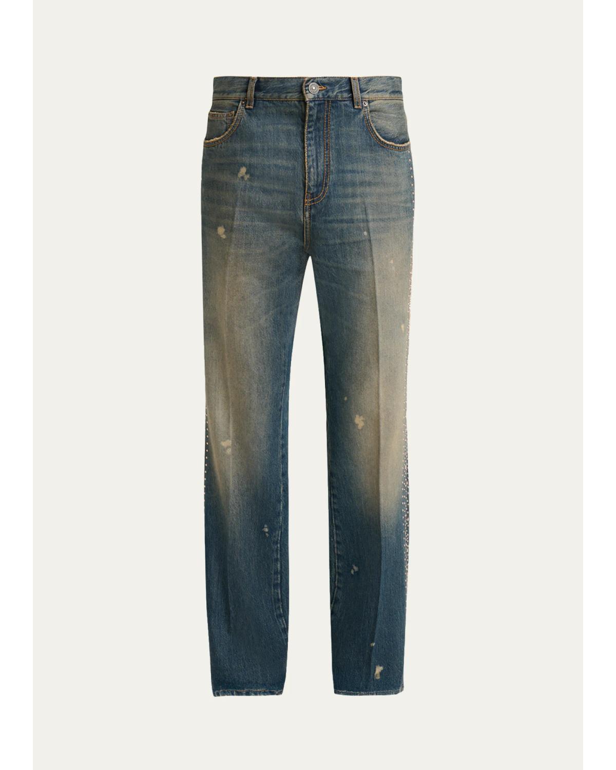 Men'S Ma Fit Star Studded-Trim Jeans