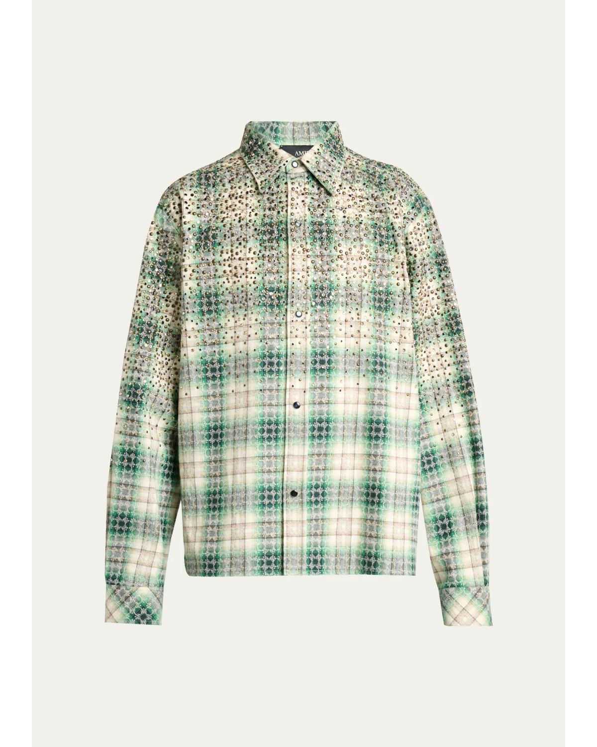 Men'S Ma Plaid Crystal Western Overshirt