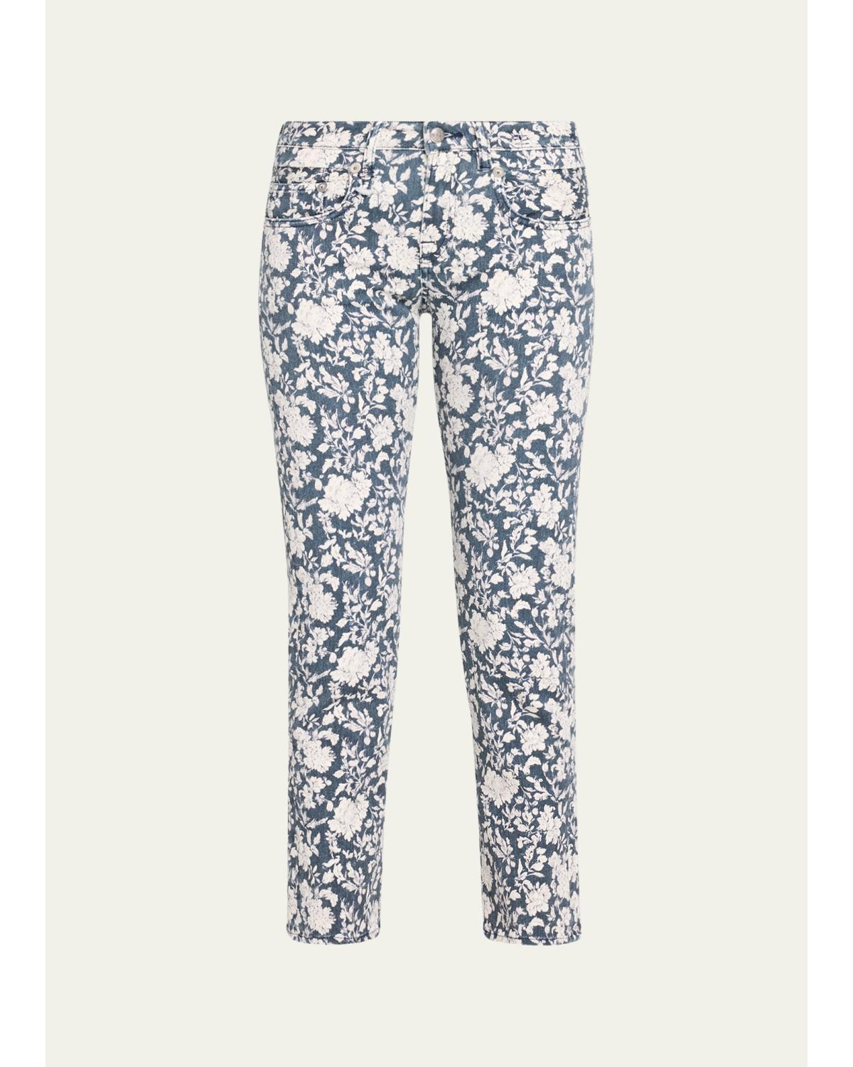 Floral Boy Straight Cropped Jeans